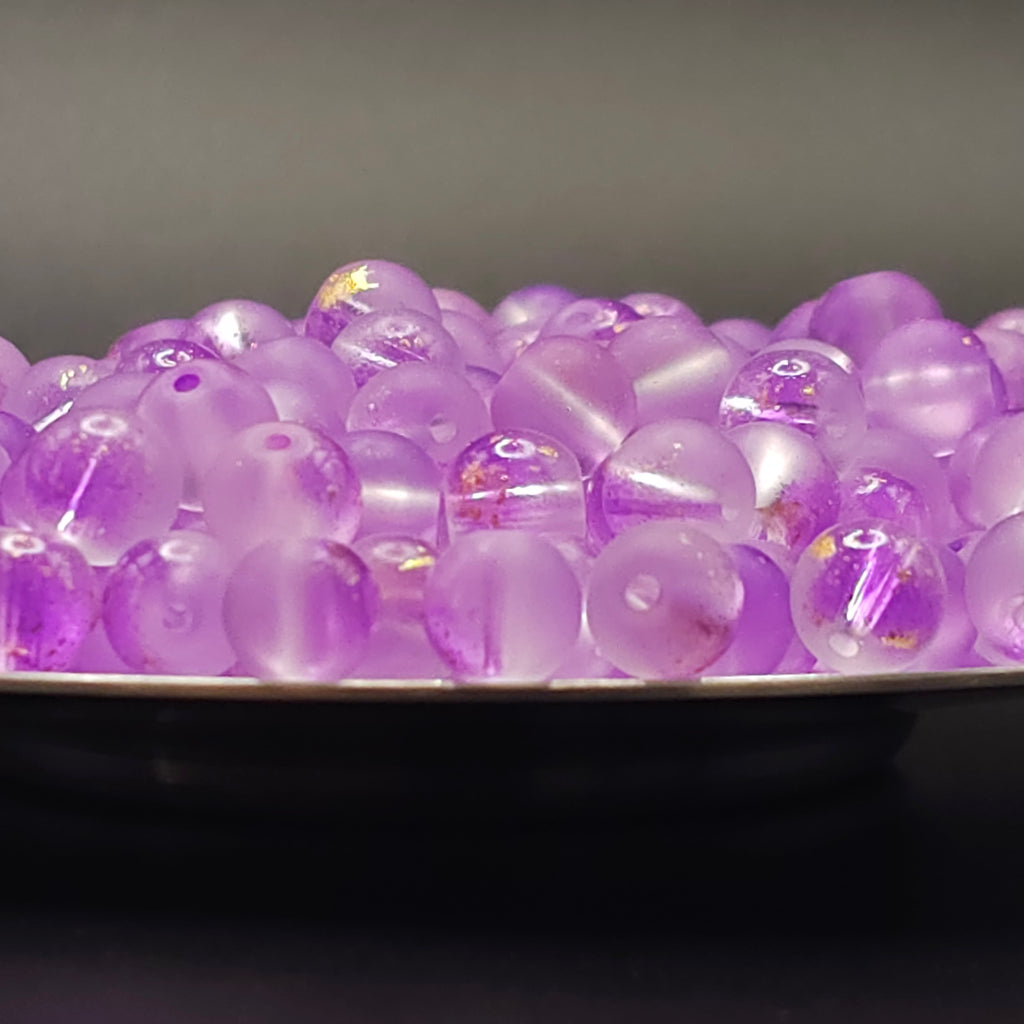 8mm Medium Purple Frosted Glass Beads for Jewellery Making