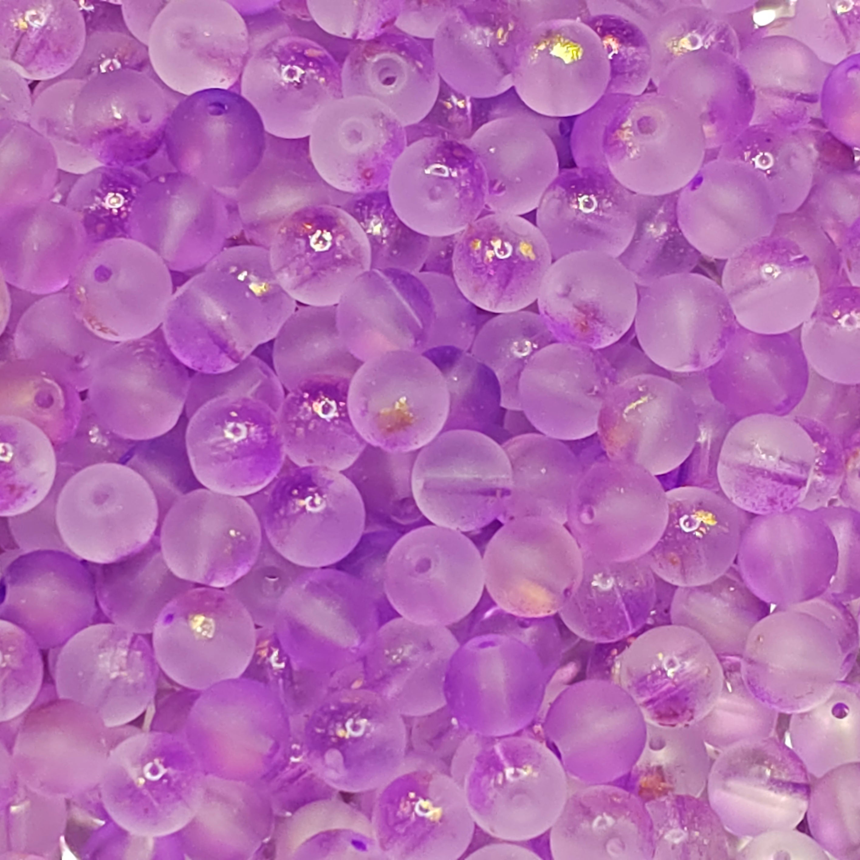 8mm Medium Purple Frosted Glass Beads for Jewellery Making