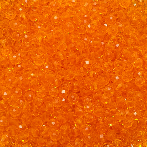 Coral Faceted Crystal Glass Rondelle Beads