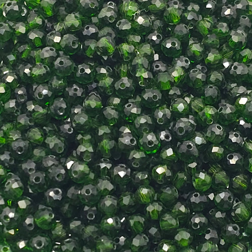 6mm Dark Green Crystal Glass Rondelle Beads for Jewellery Making