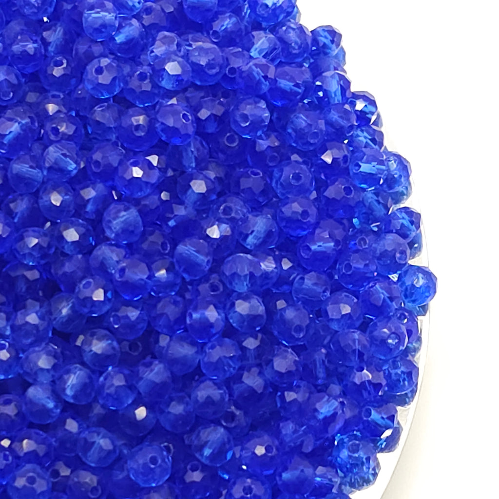 Royal Blue Faceted Crystal Glass Rondelle Beads