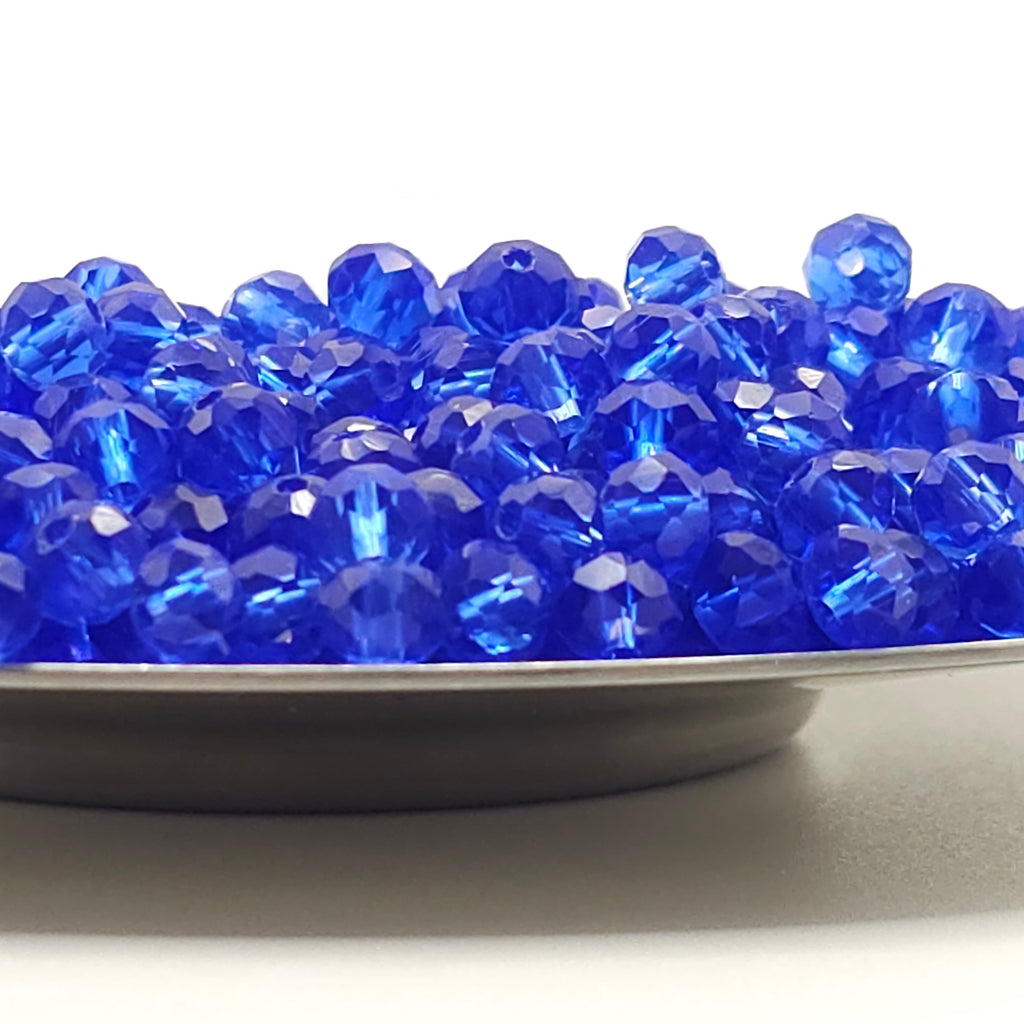 Royal Blue Faceted Crystal Glass Rondelle Beads