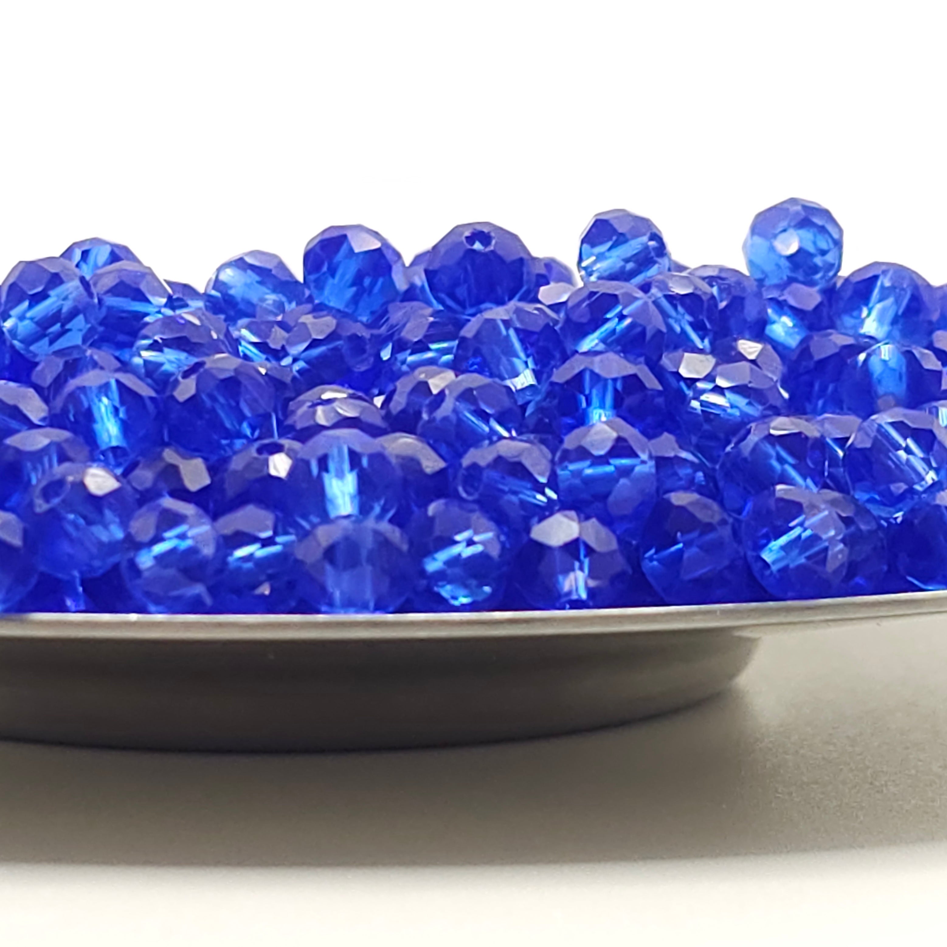 Royal Blue Faceted Crystal Glass Rondelle Beads