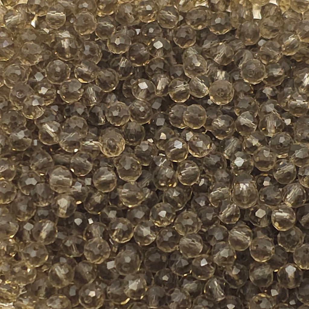 Grey Faceted Crystal Glass Rondelle Beads