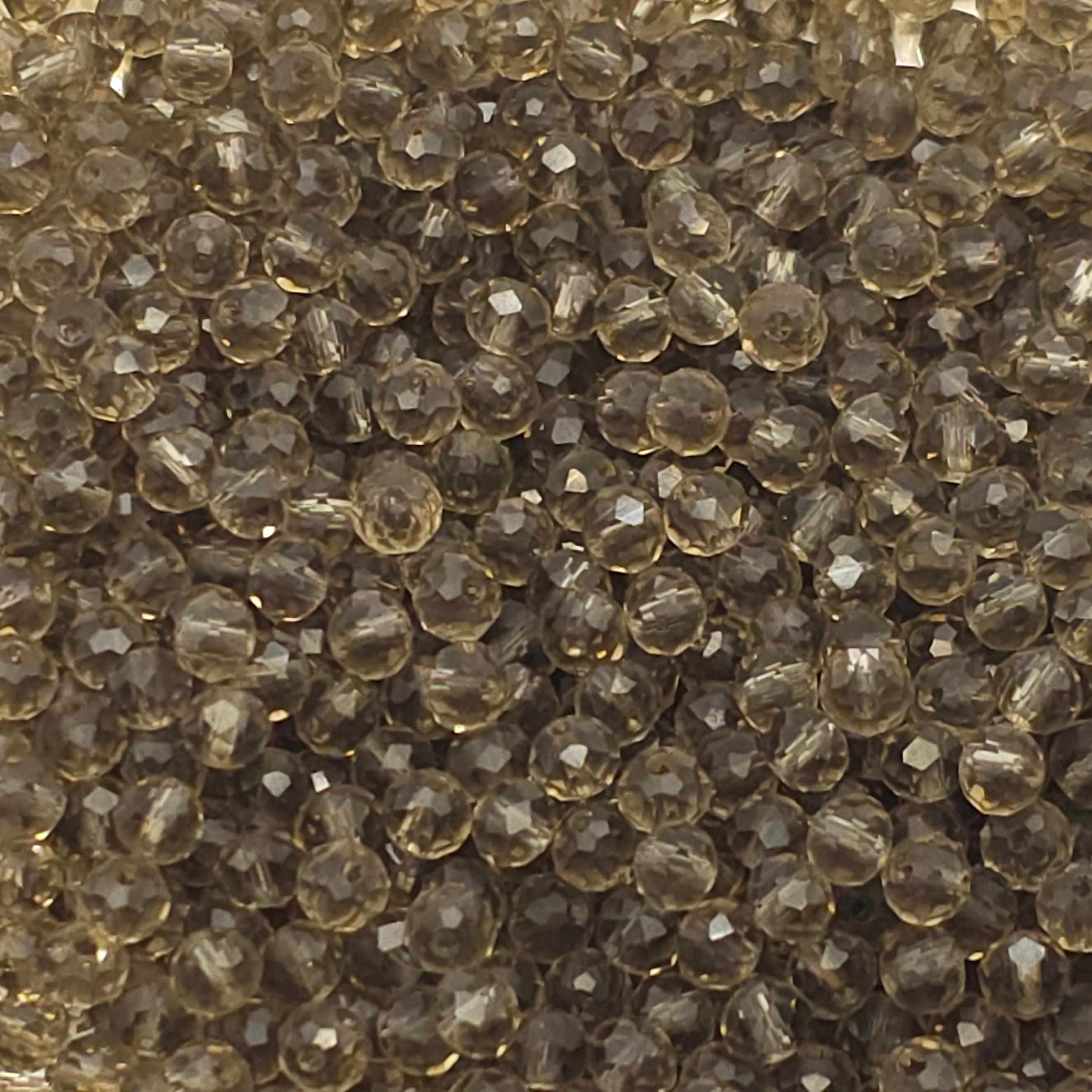 Grey Faceted Crystal Glass Rondelle Beads