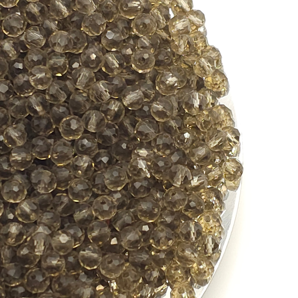 Grey Faceted Crystal Glass Rondelle Beads