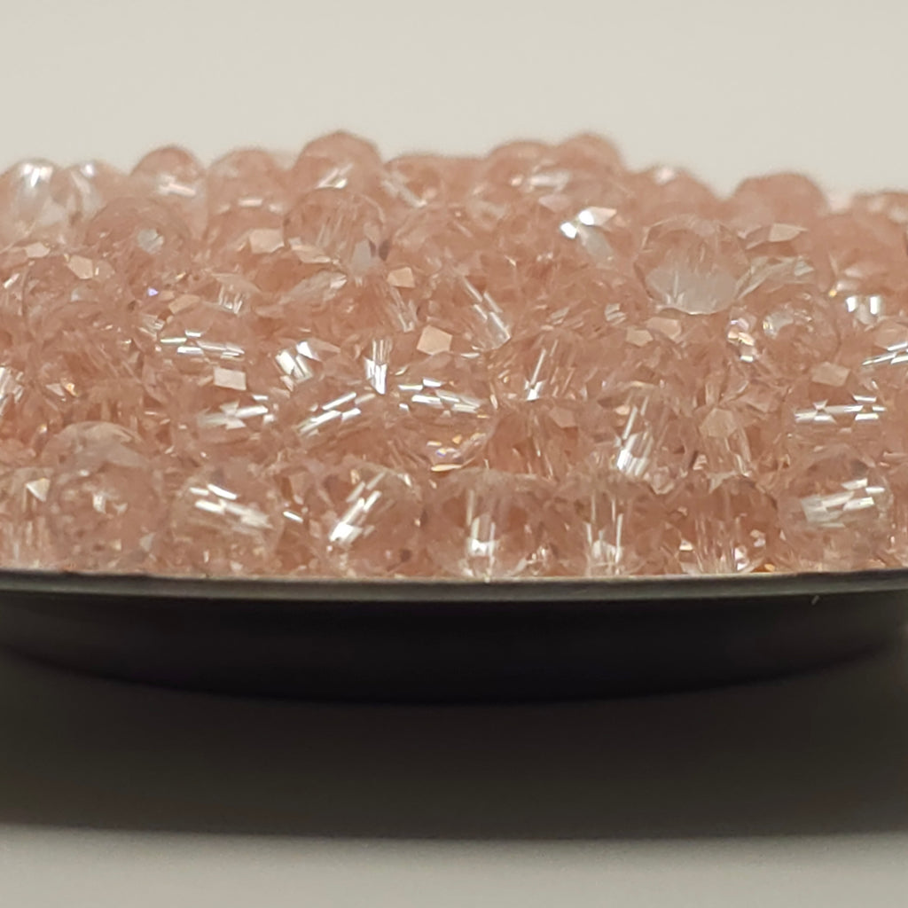 Pink Faceted Crystal Glass Rondelle Beads