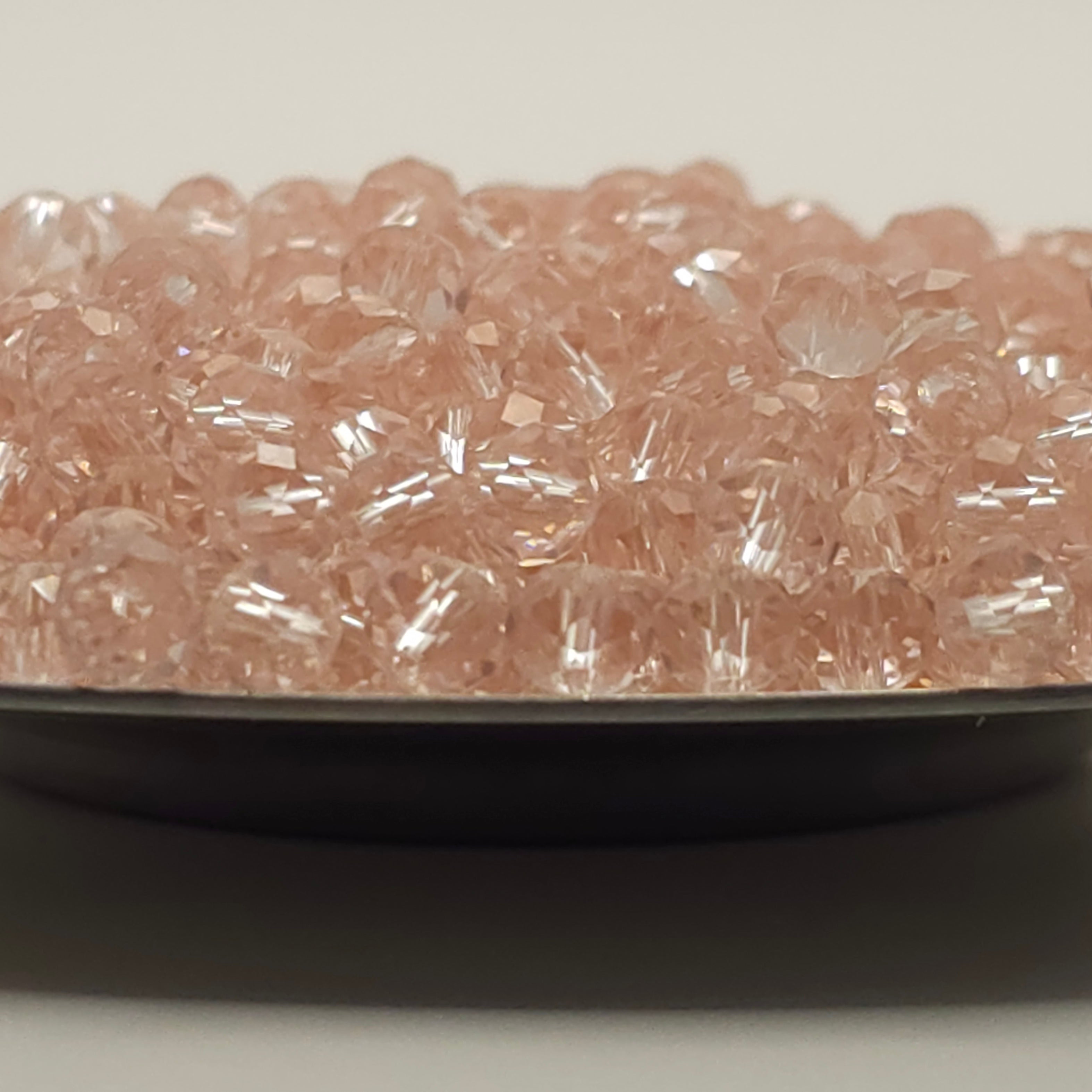 Pink Faceted Crystal Glass Rondelle Beads
