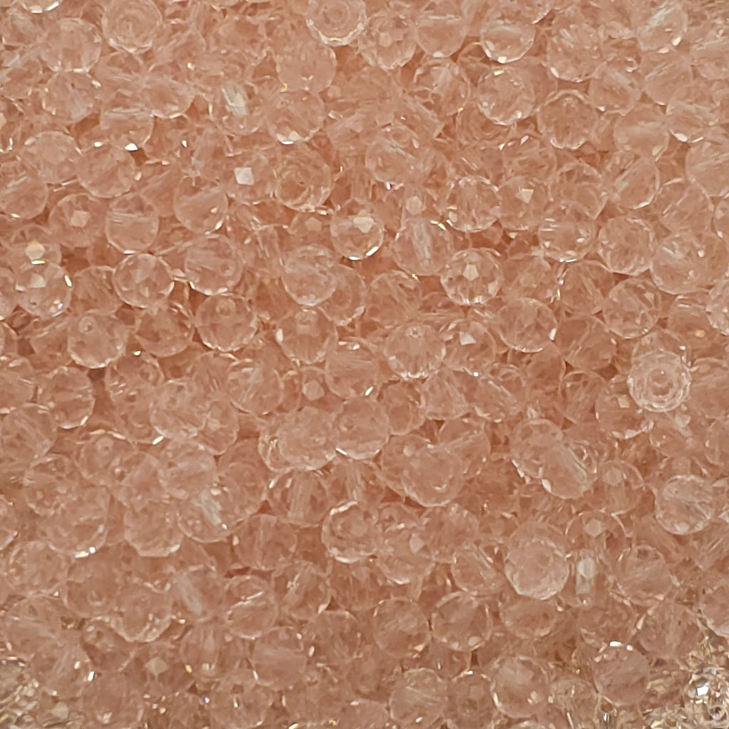 Pink Faceted Crystal Glass Rondelle Beads
