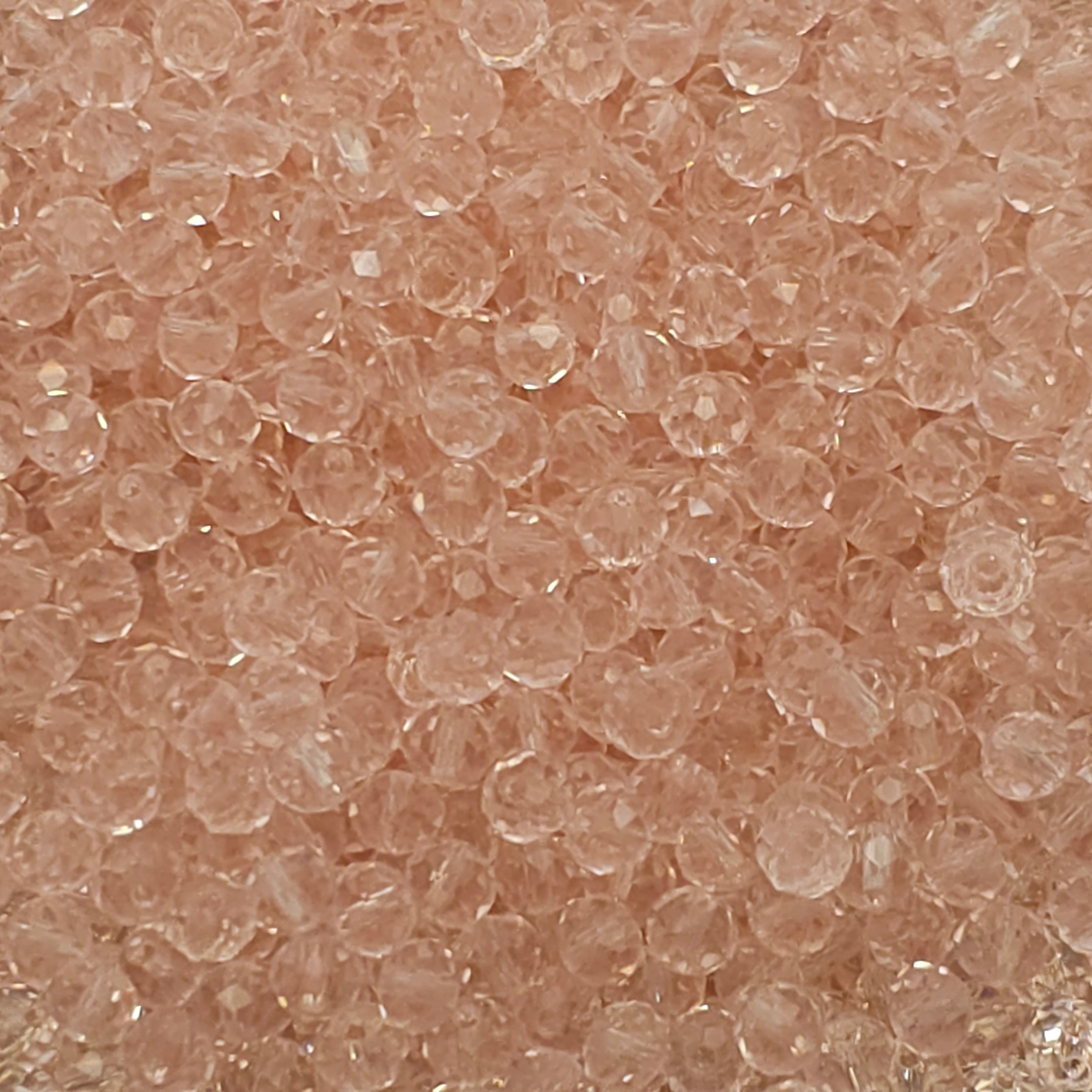 Pink Faceted Crystal Glass Rondelle Beads