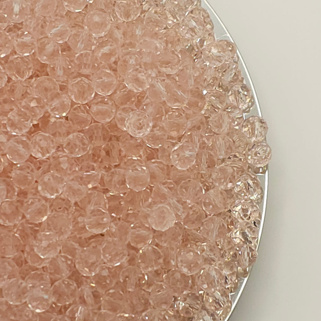 Pink Faceted Crystal Glass Rondelle Beads