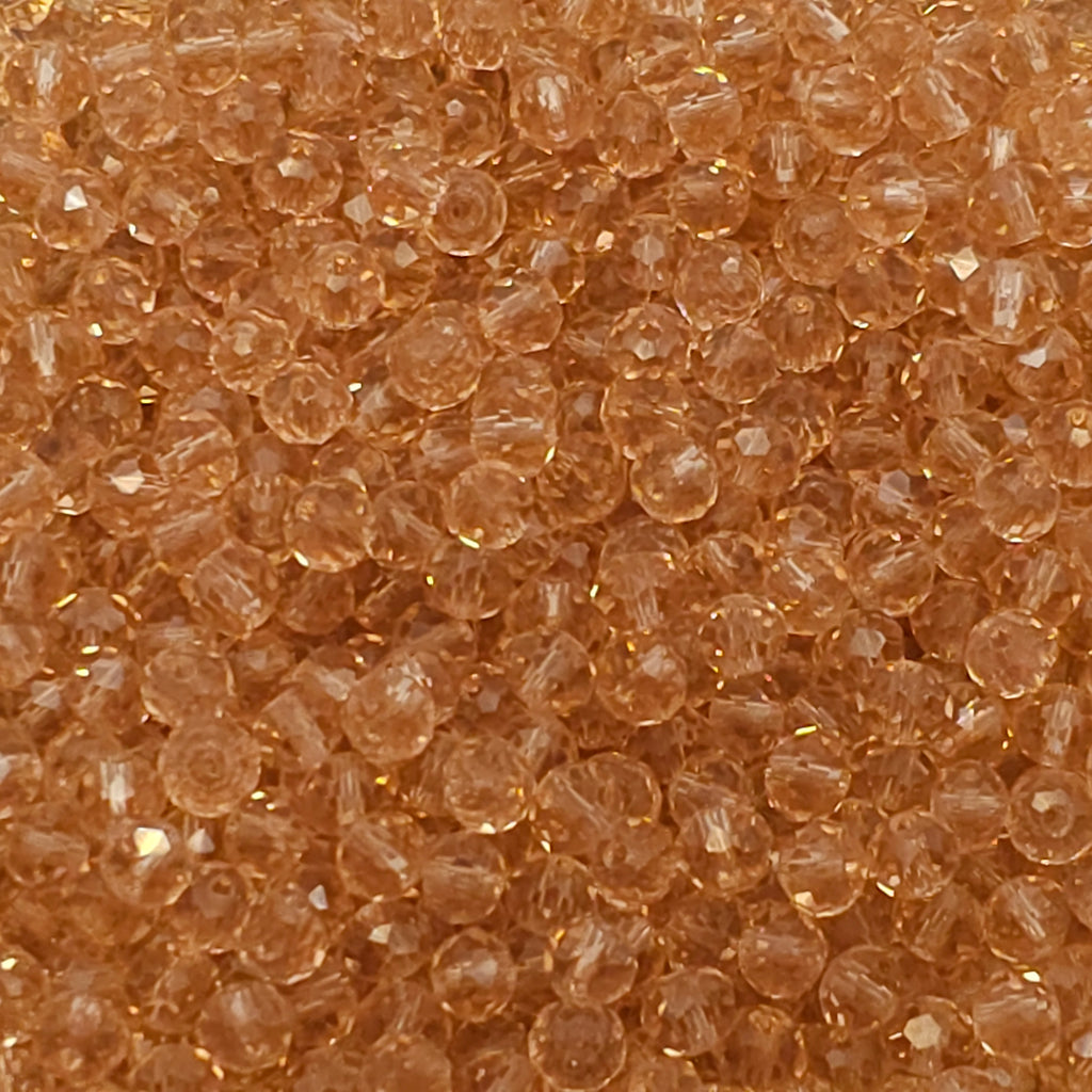 Salmon Faceted Crystal Glass Rondelle Beads
