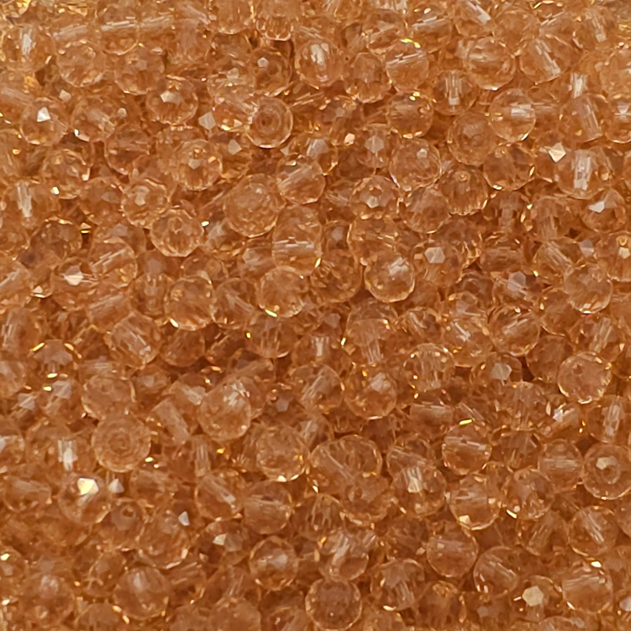 Salmon Faceted Crystal Glass Rondelle Beads