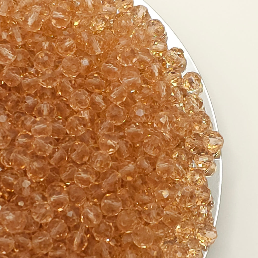 Salmon Faceted Crystal Glass Rondelle Beads