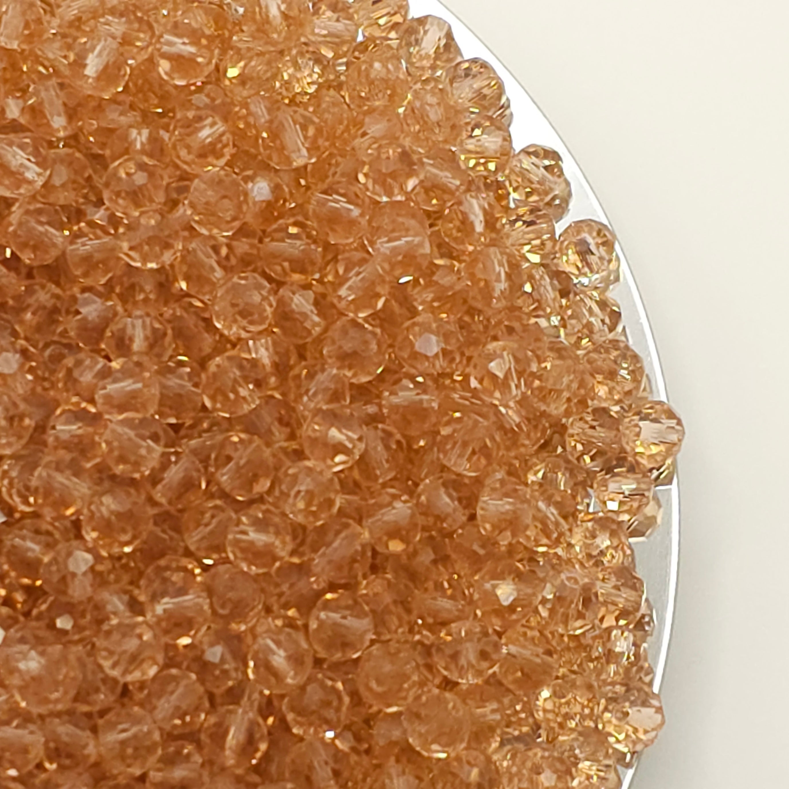 Salmon Faceted Crystal Glass Rondelle Beads