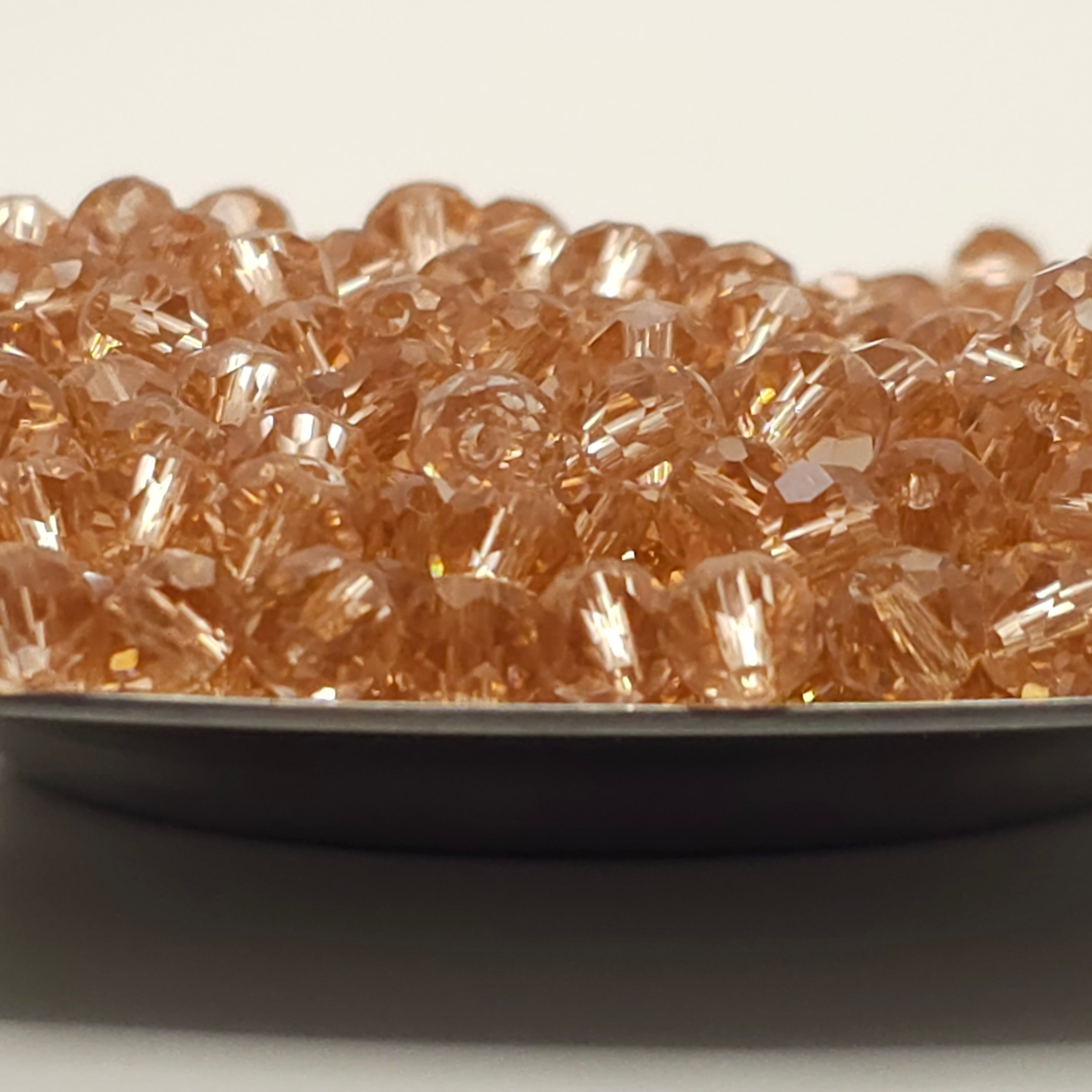 Salmon Faceted Crystal Glass Rondelle Beads