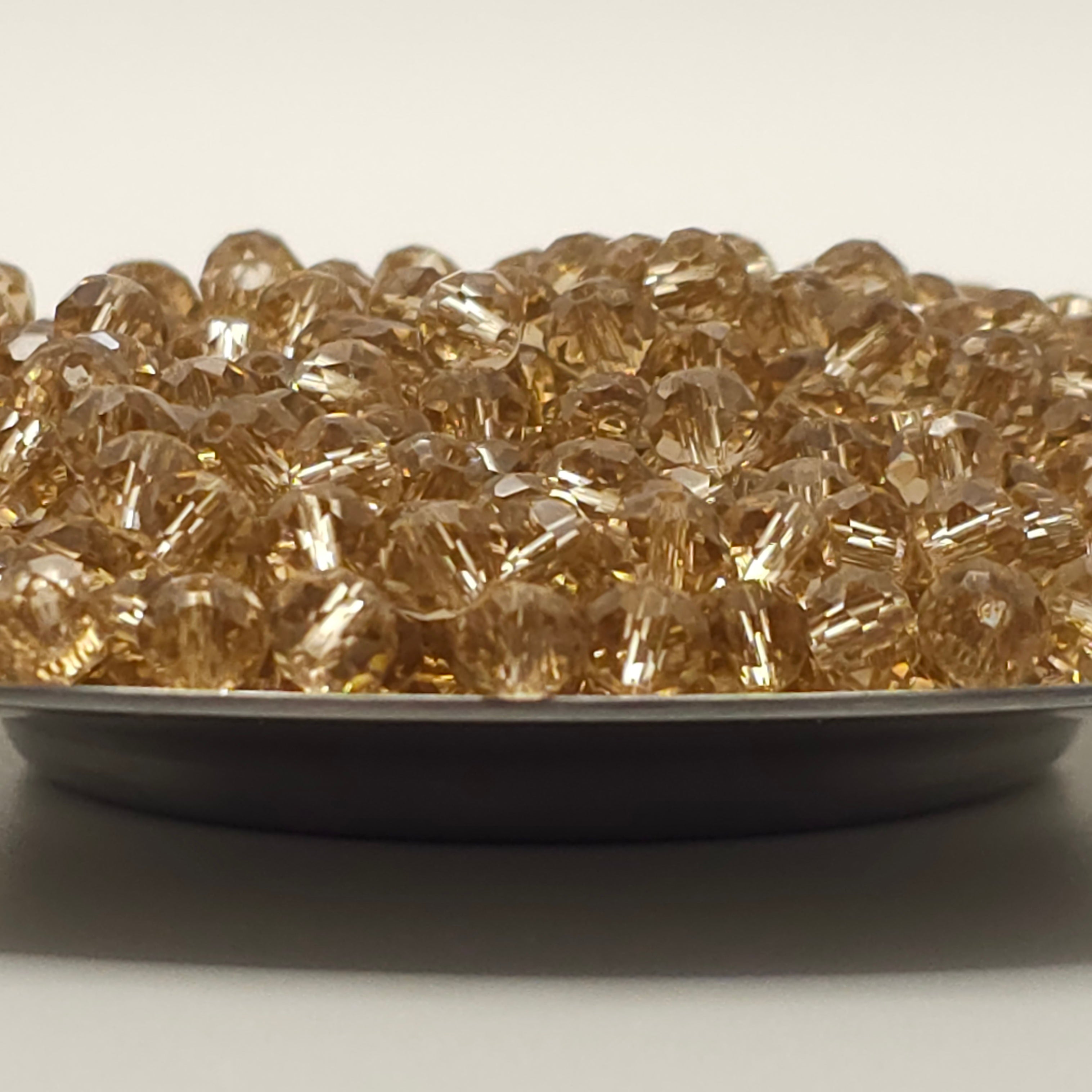 Tan Faceted Crystal Glass Rondelle Beads