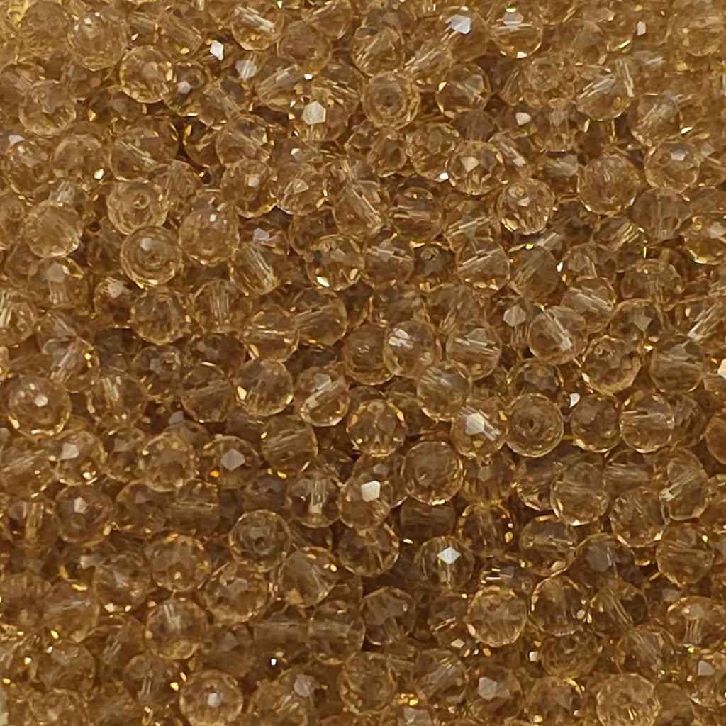 Tan Faceted Crystal Glass Rondelle Beads