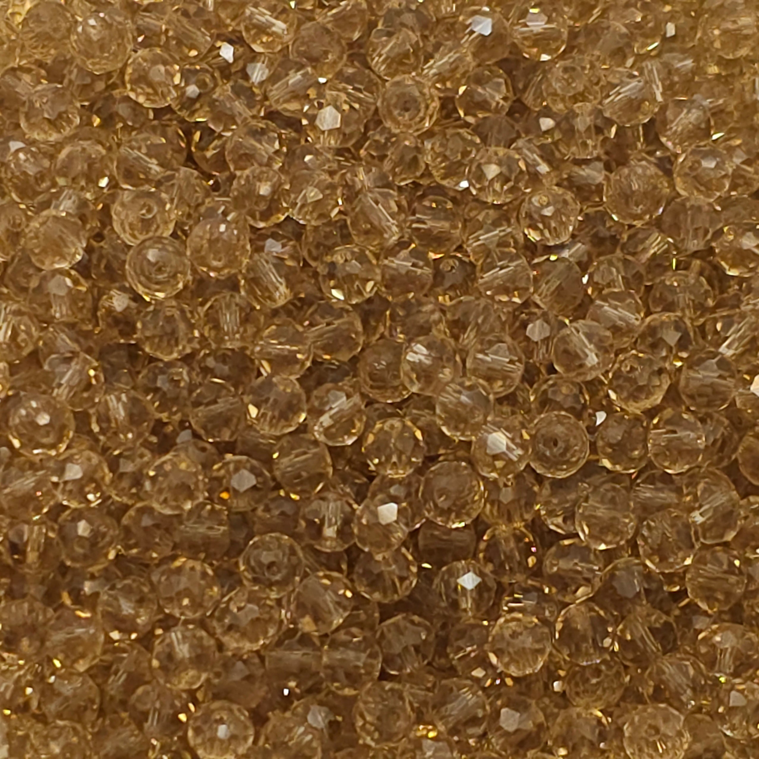 Tan Faceted Crystal Glass Rondelle Beads