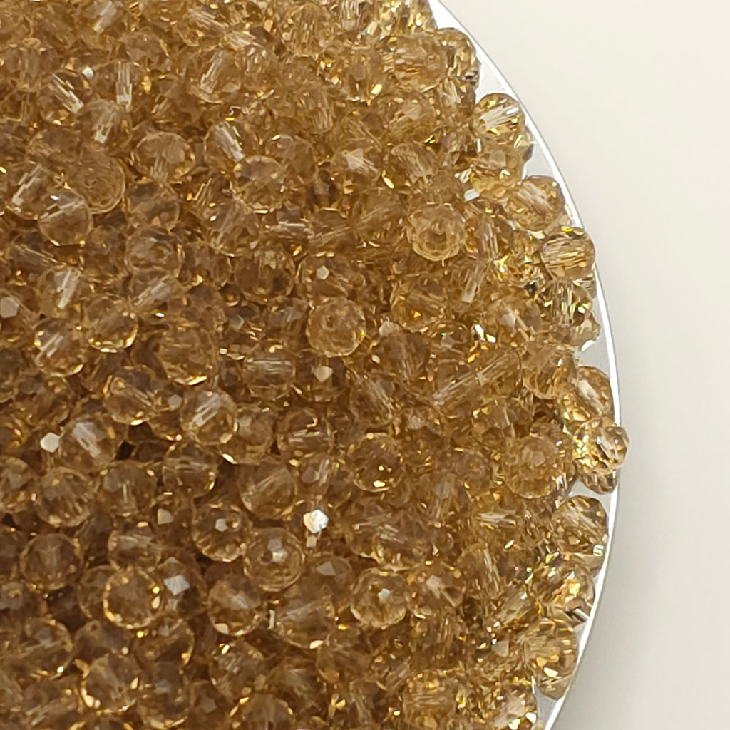 Tan Faceted Crystal Glass Rondelle Beads