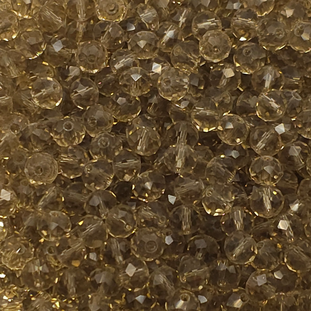 Coconut Brown Faceted Crystal Glass Rondelle Beads