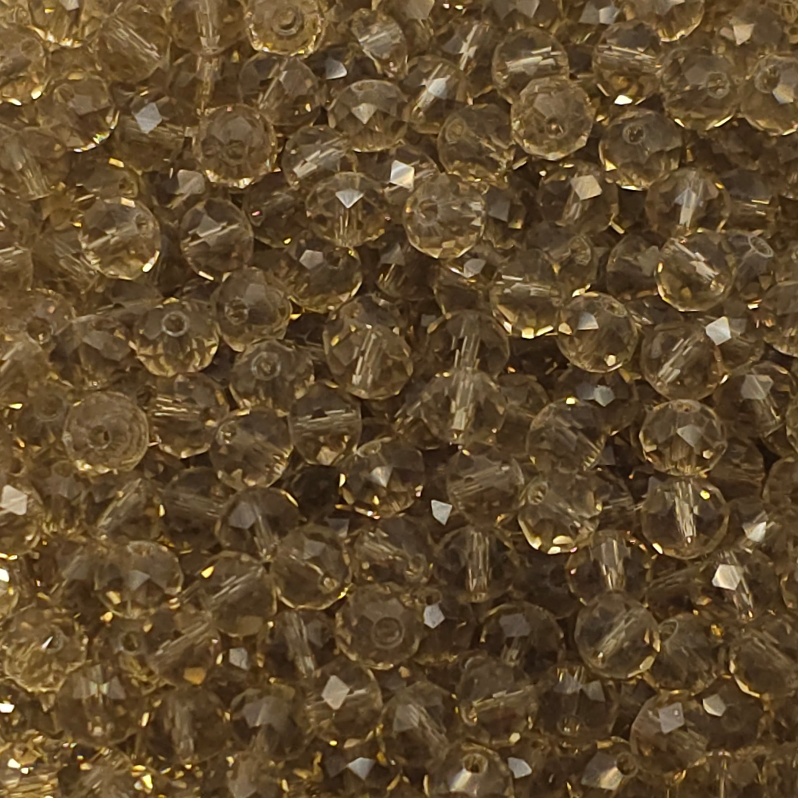 Coconut Brown Faceted Crystal Glass Rondelle Beads