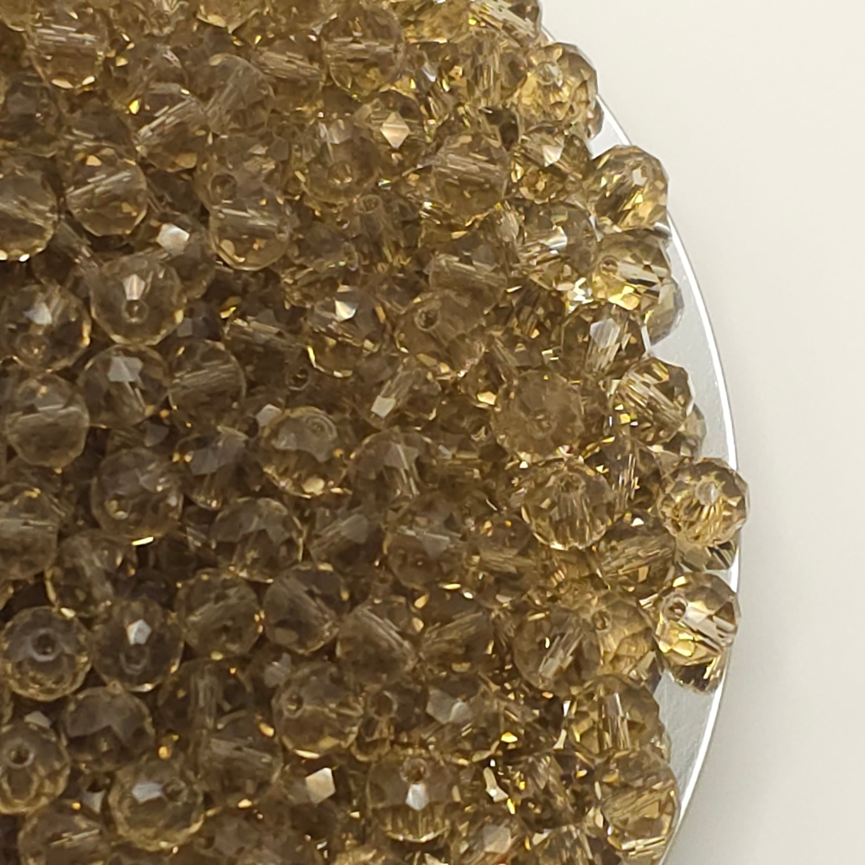 Coconut Brown Faceted Crystal Glass Rondelle Beads
