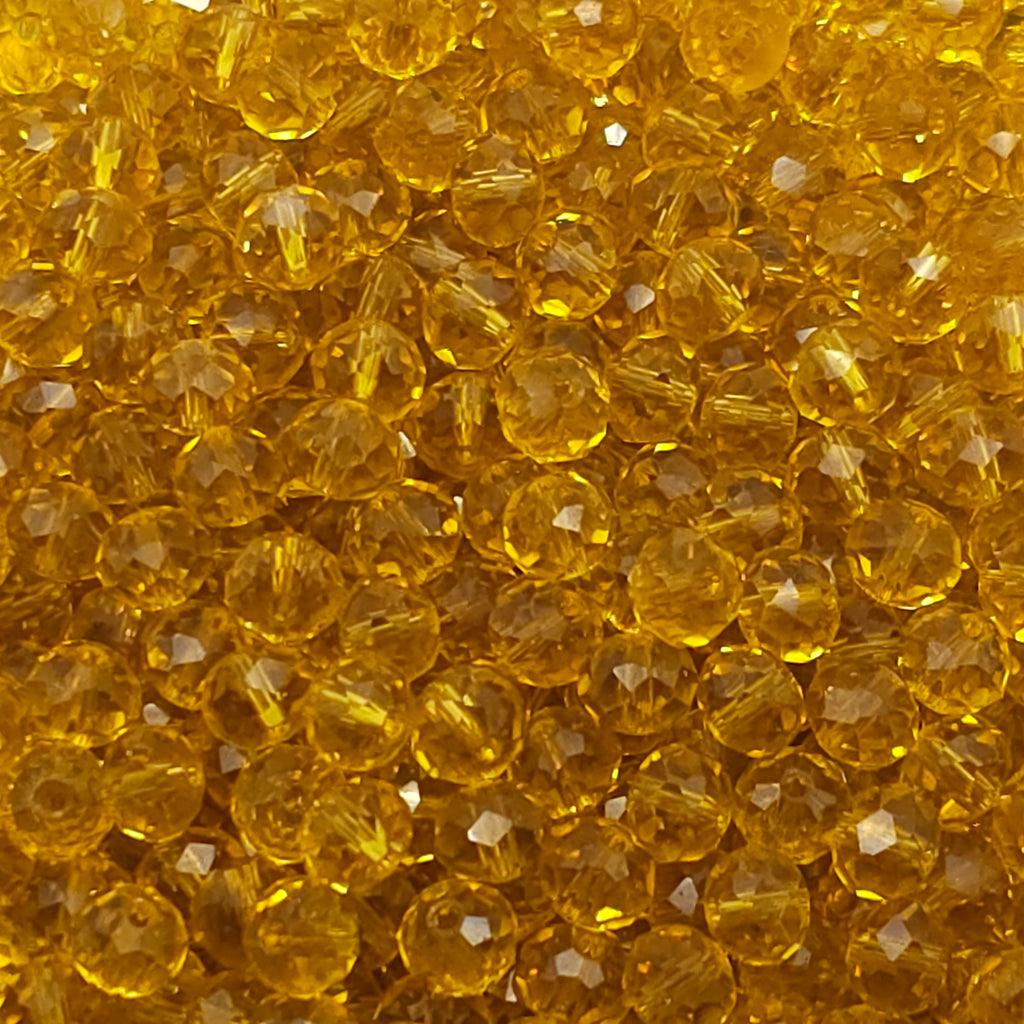 Goldenrod Faceted Crystal Glass Rondelle Beads