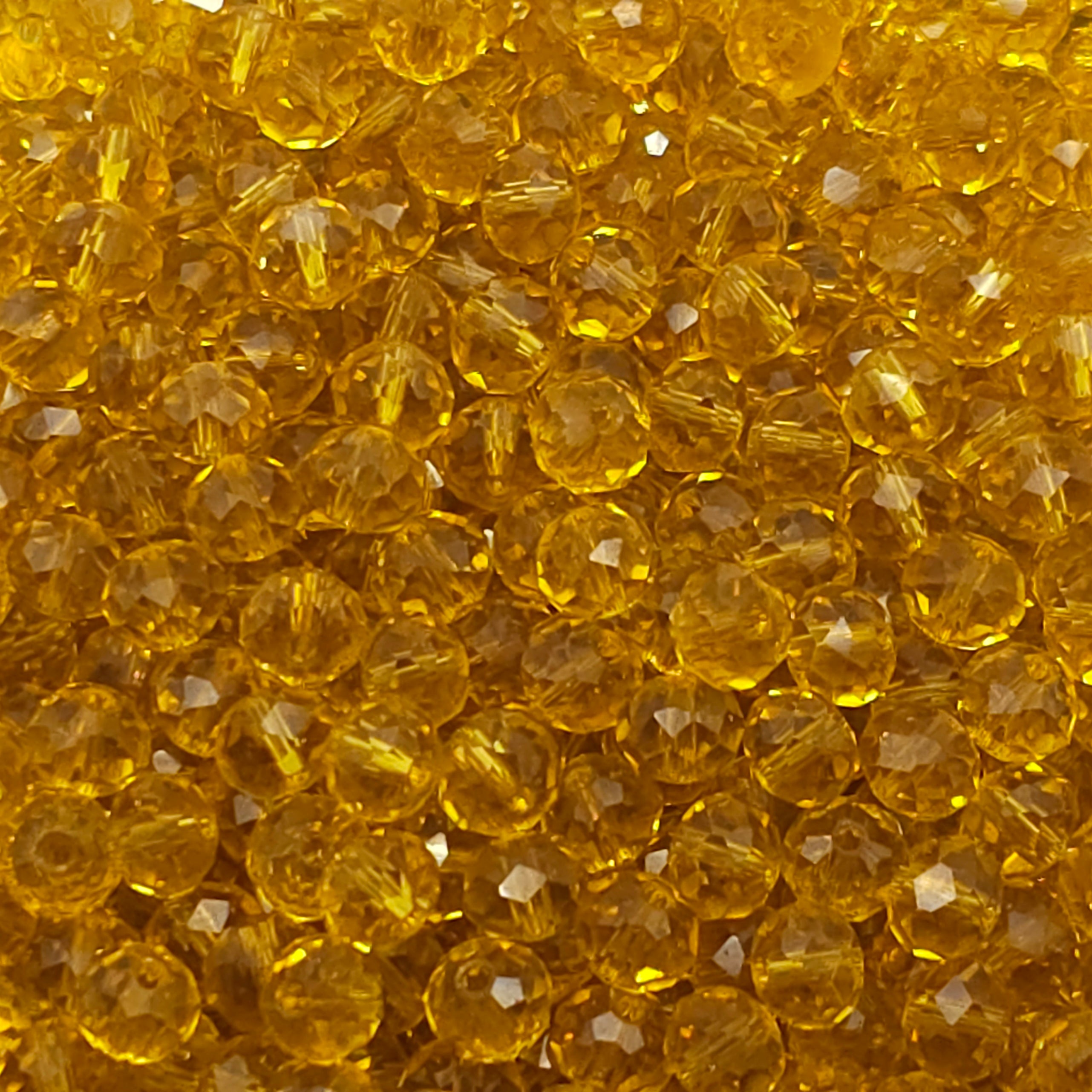 Goldenrod Faceted Crystal Glass Rondelle Beads