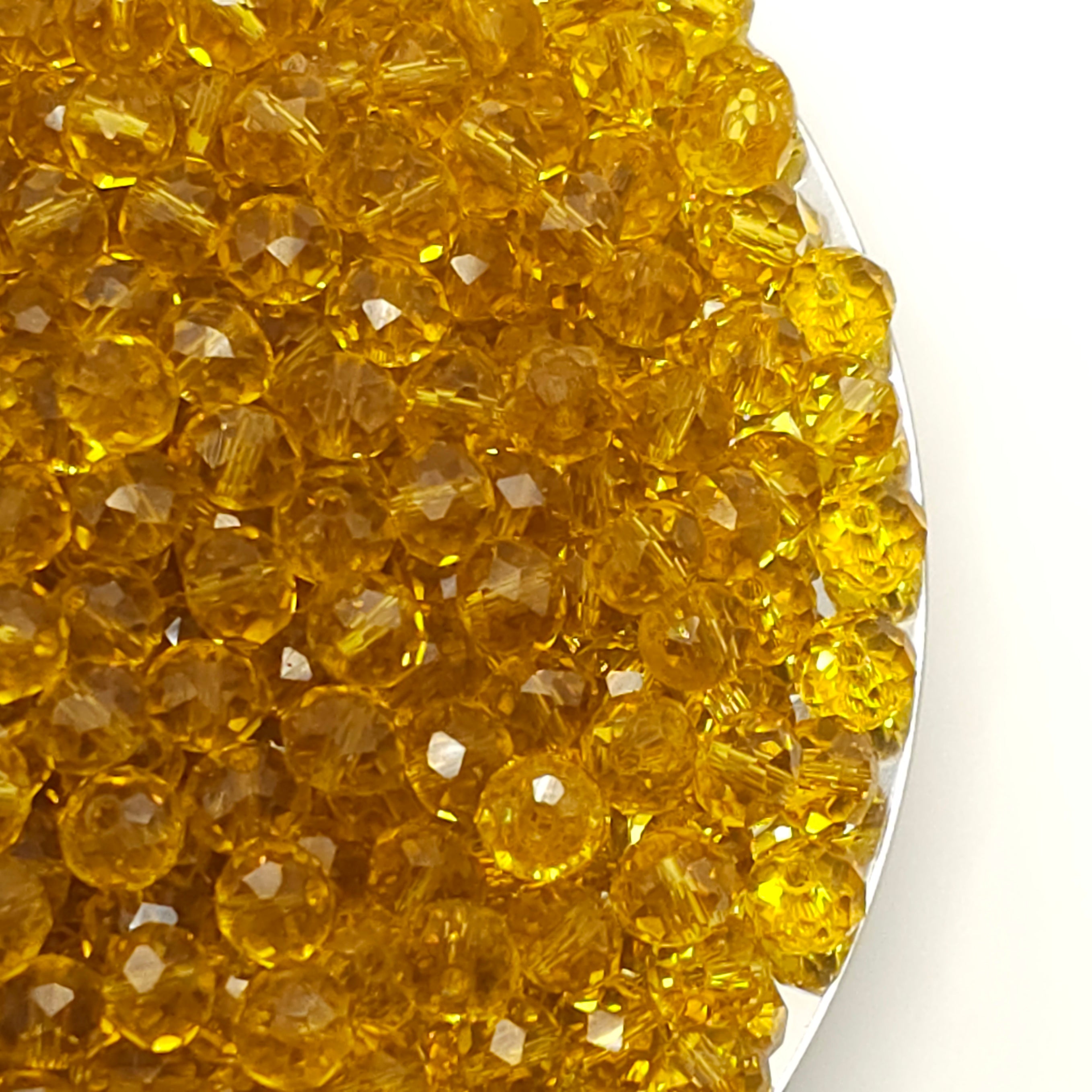 Goldenrod Faceted Crystal Glass Rondelle Beads