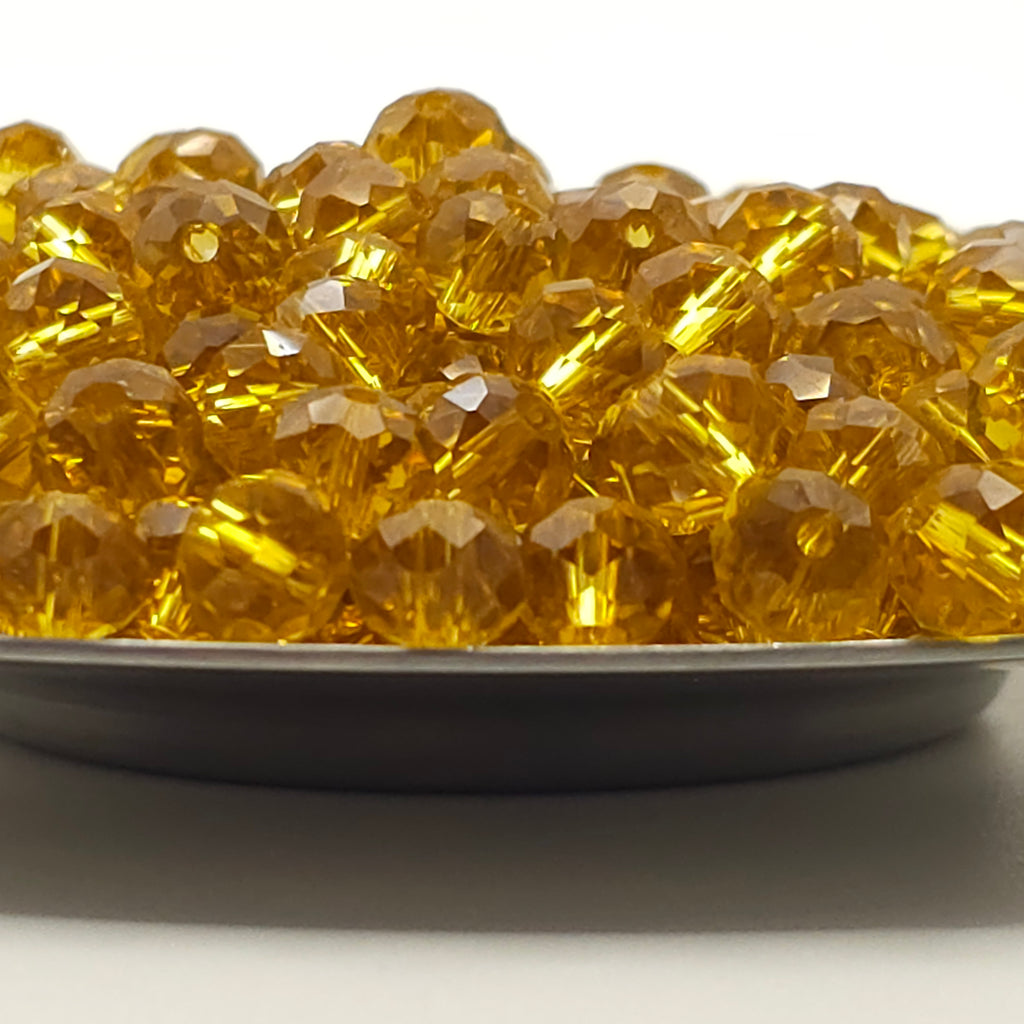 Goldenrod Faceted Crystal Glass Rondelle Beads