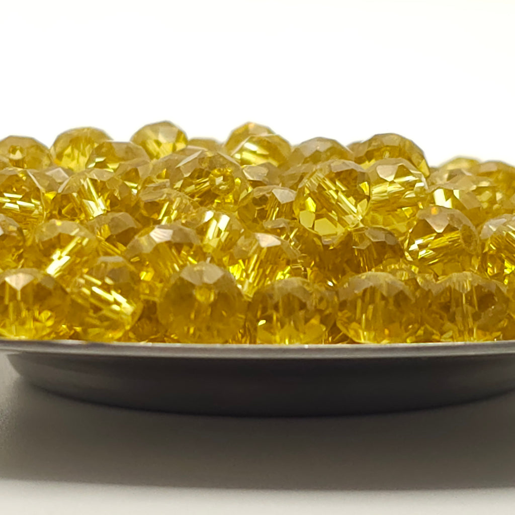 Light Goldenrod Faceted Crystal Glass Rondelle Beads