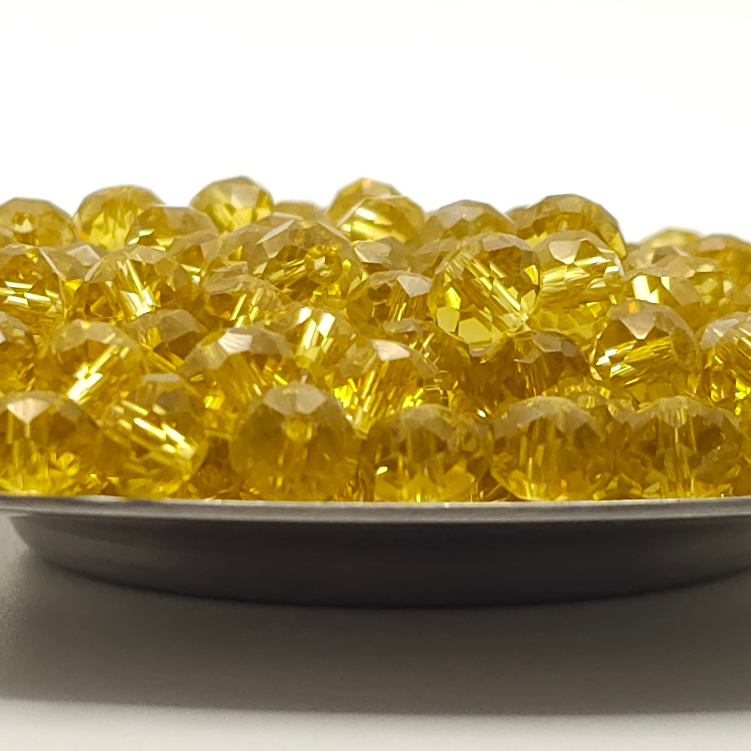 Light Goldenrod Faceted Crystal Glass Rondelle Beads
