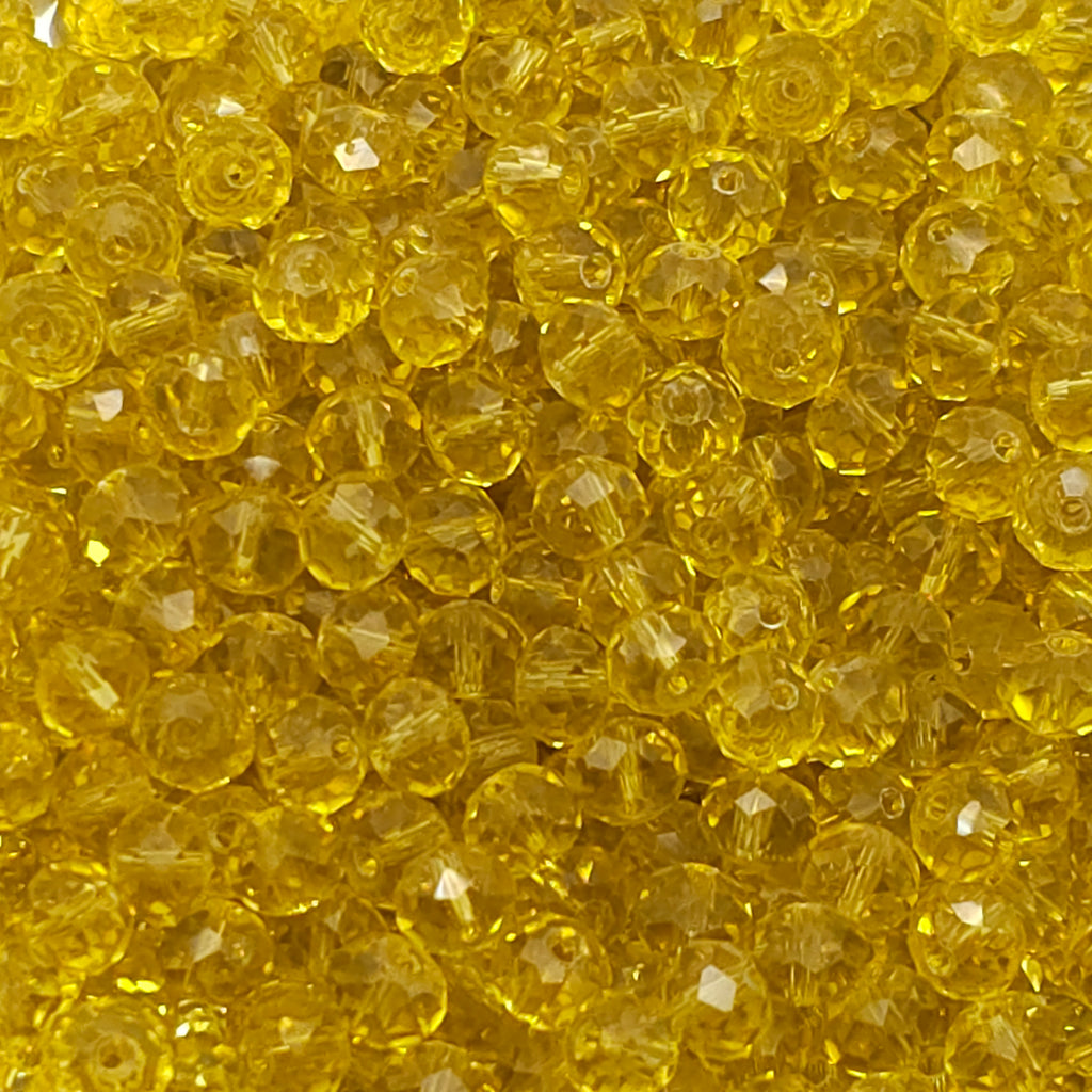 Light Goldenrod Faceted Crystal Glass Rondelle Beads