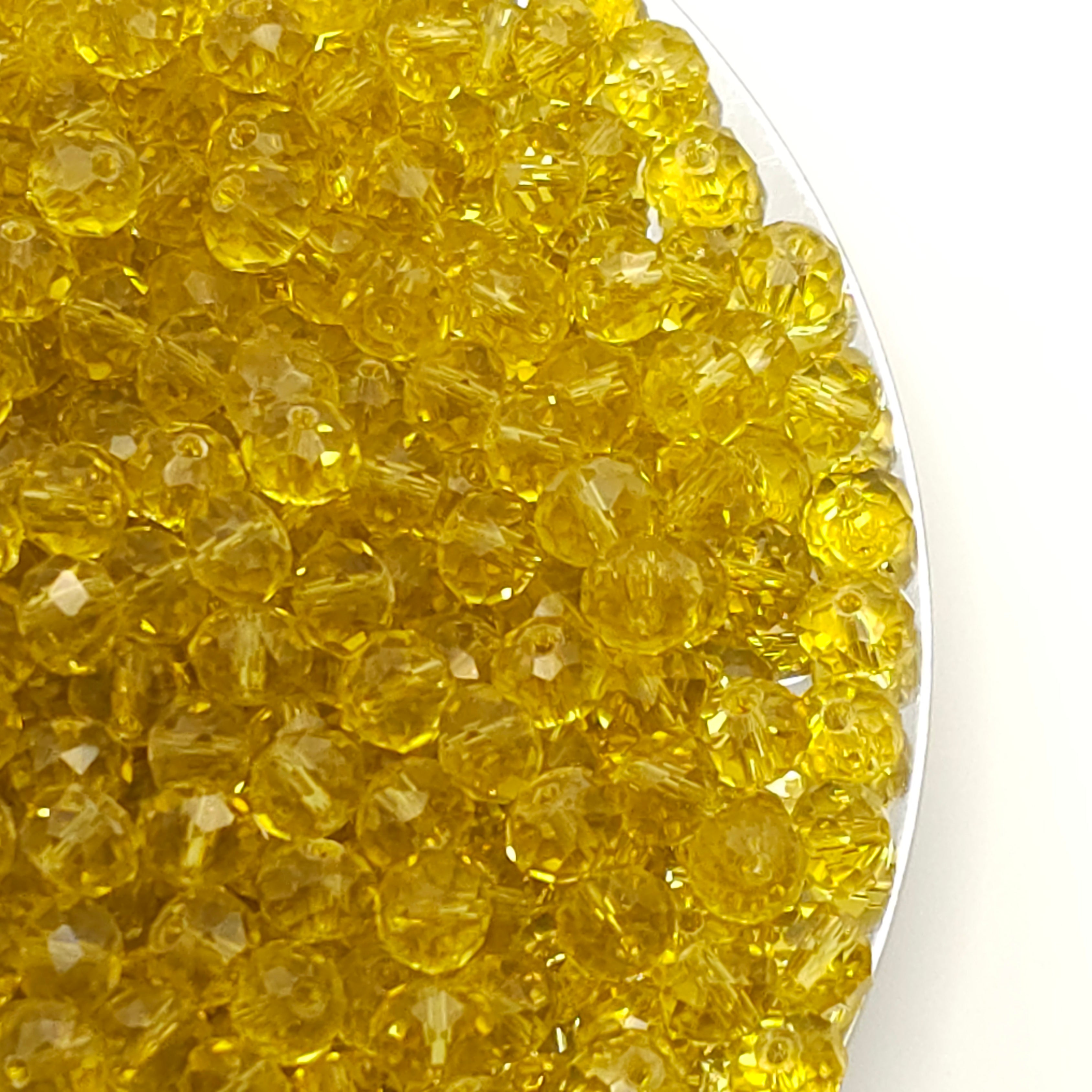 Light Goldenrod Faceted Crystal Glass Rondelle Beads