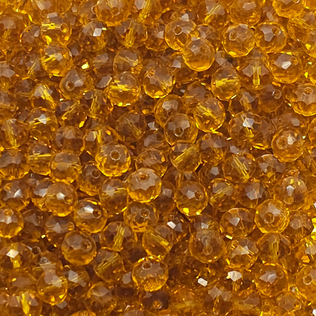 Dark Goldenrod Faceted Crystal Glass Rondelle Beads