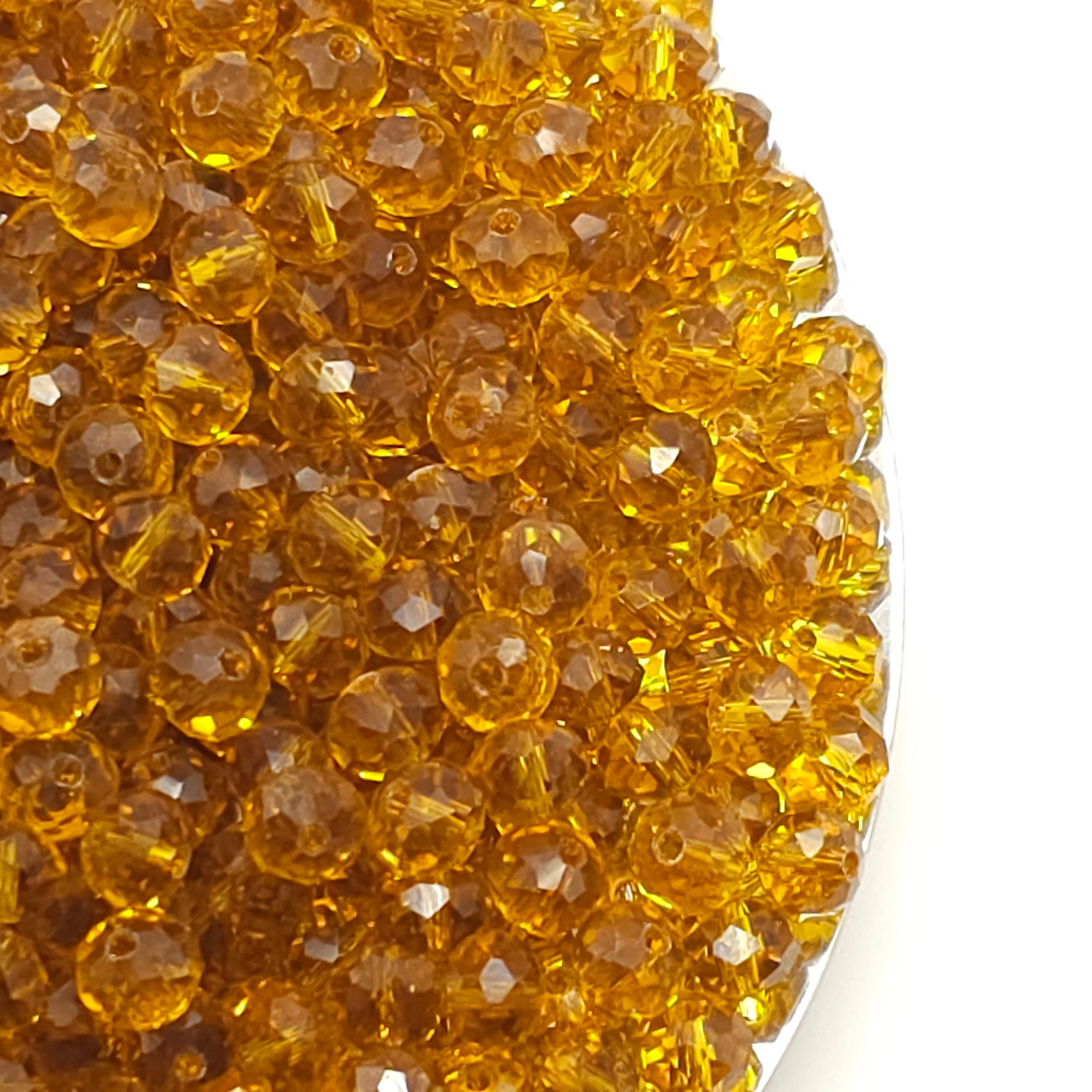 Dark Goldenrod Faceted Crystal Glass Rondelle Beads
