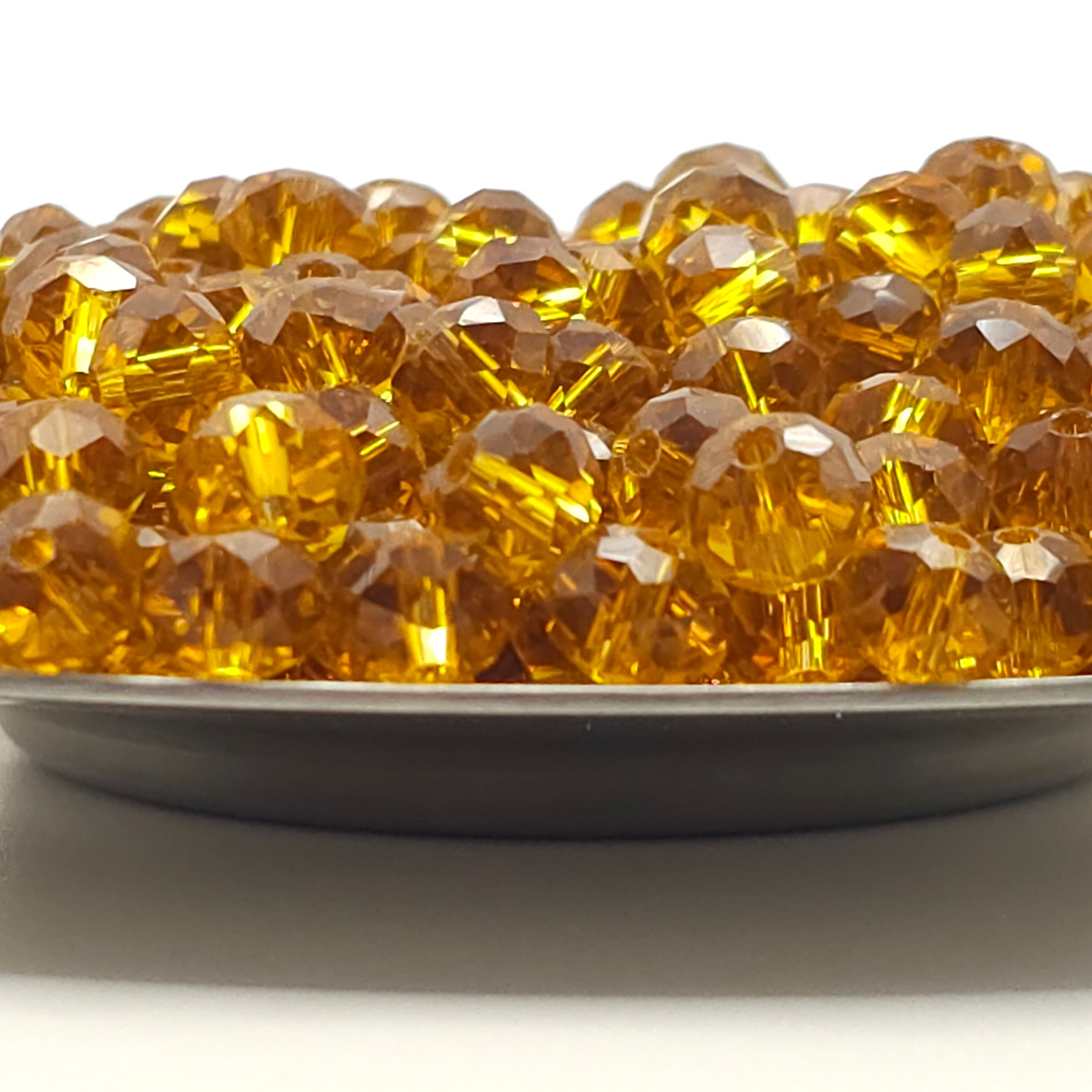 Dark Goldenrod Faceted Crystal Glass Rondelle Beads