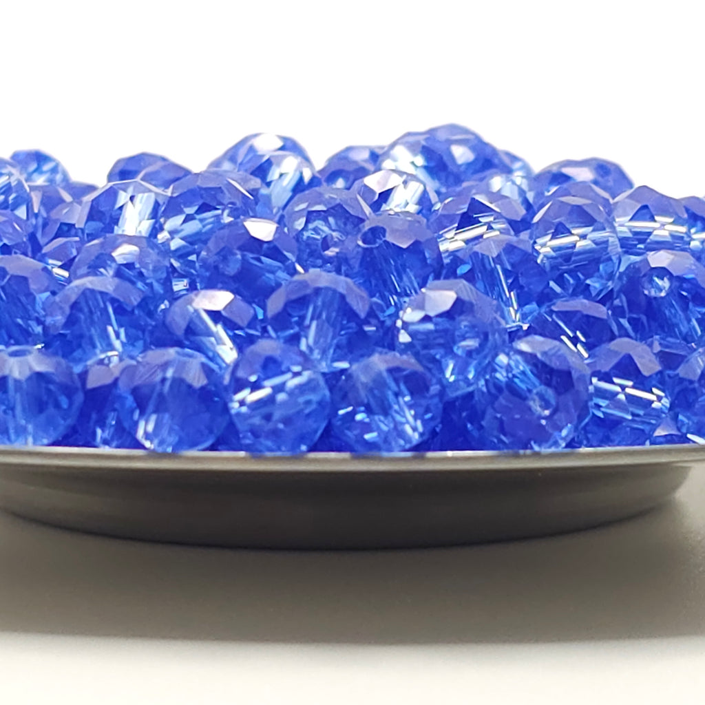 Light Sky Blue Faceted Crystal Glass Rondelle Beads
