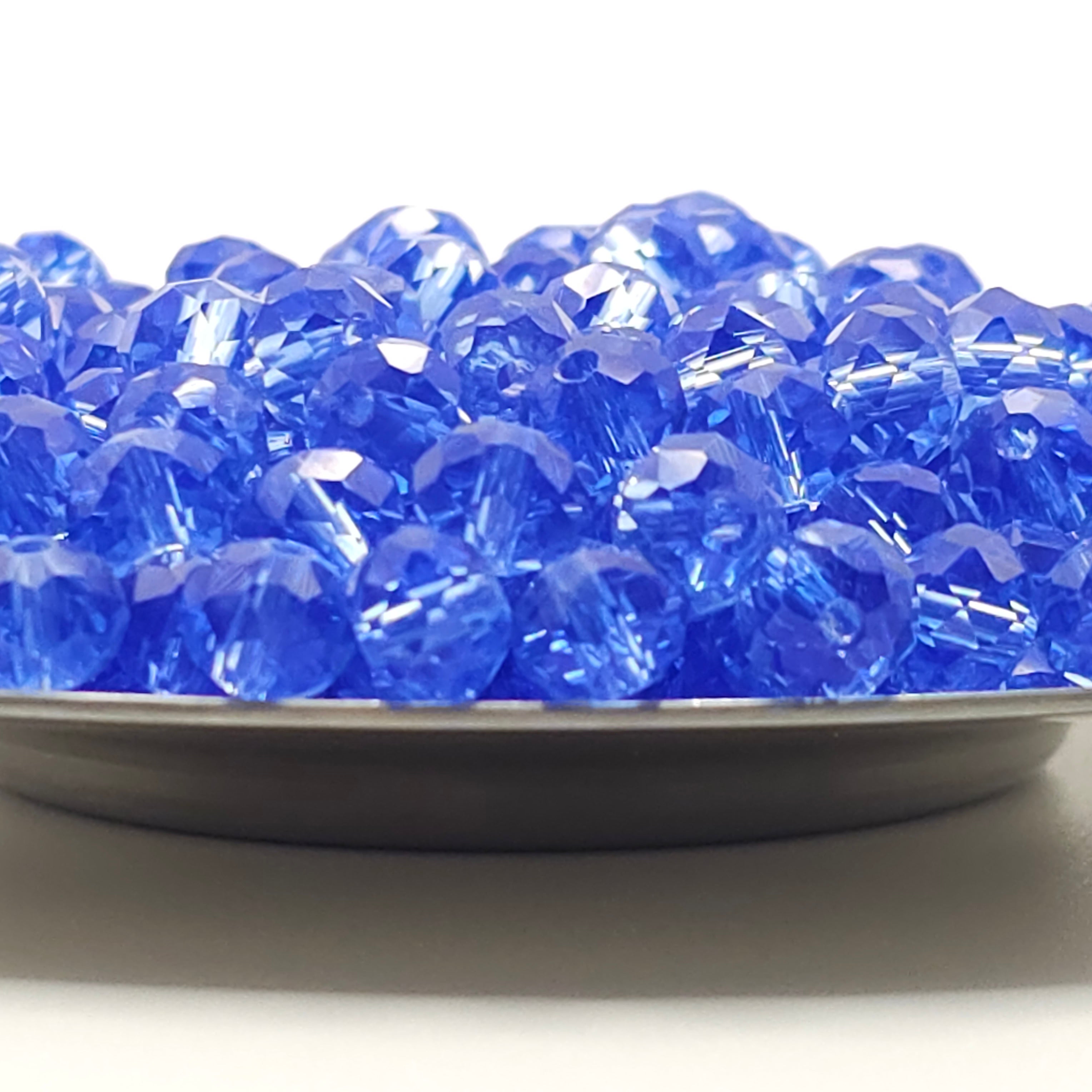 Light Sky Blue Faceted Crystal Glass Rondelle Beads