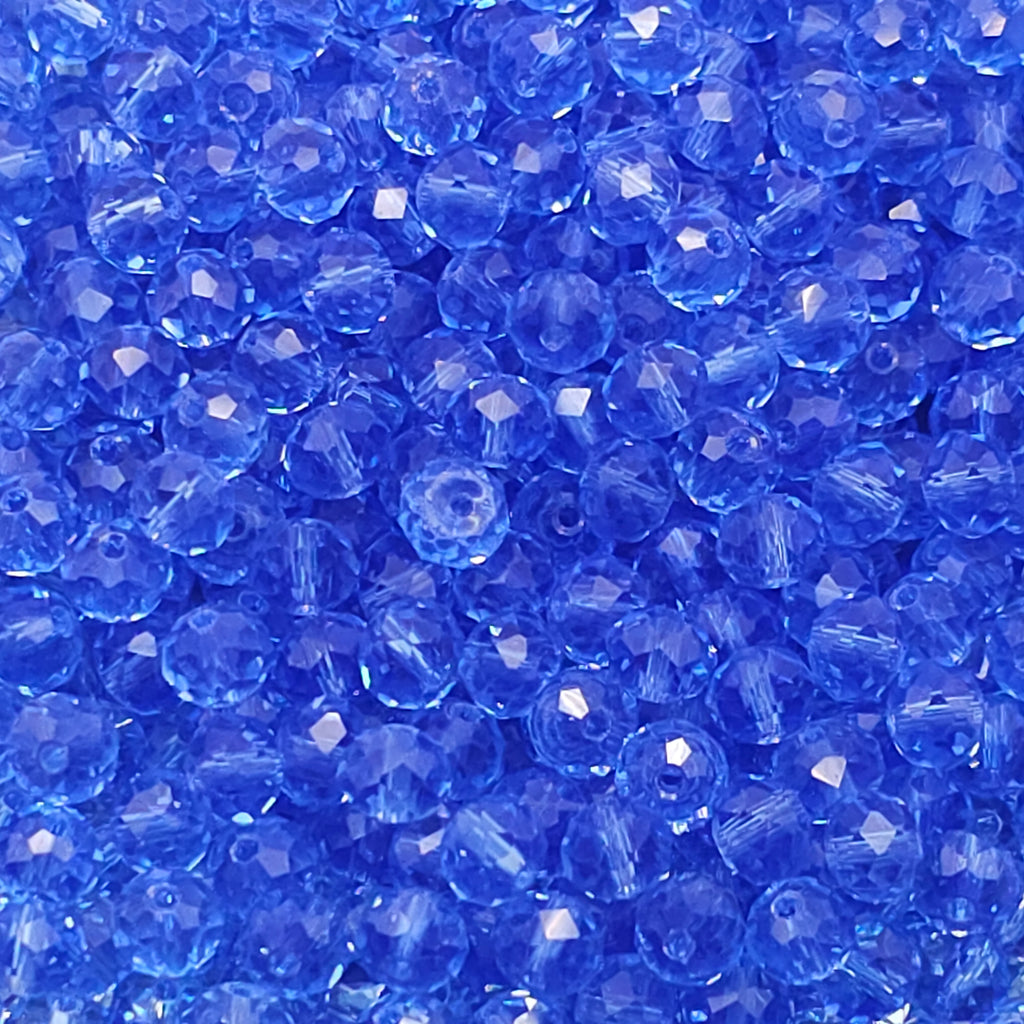 Light Sky Blue Faceted Crystal Glass Rondelle Beads