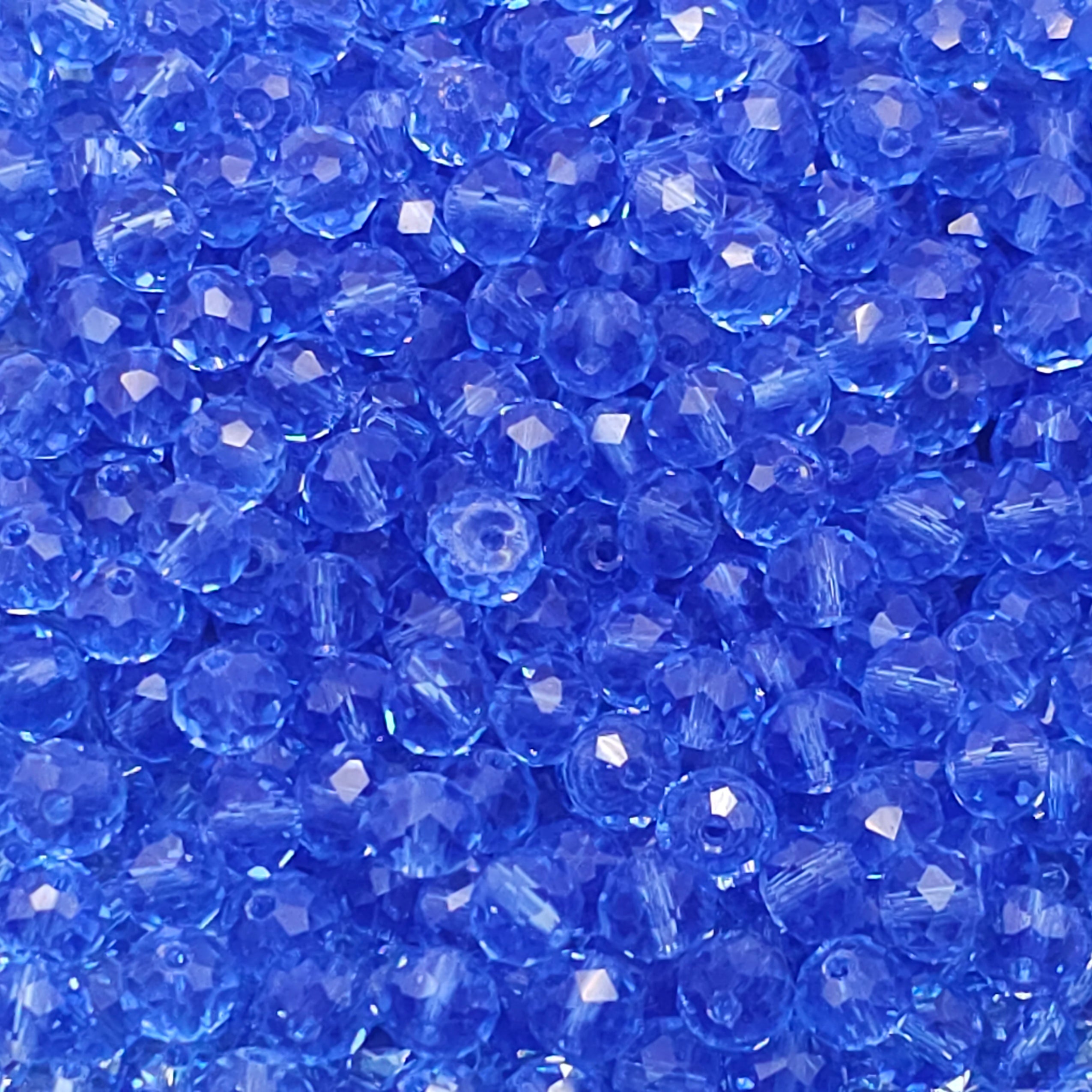 Light Sky Blue Faceted Crystal Glass Rondelle Beads