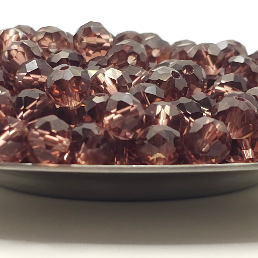 Pale Violet Faceted Crystal Glass Rondelle Beads