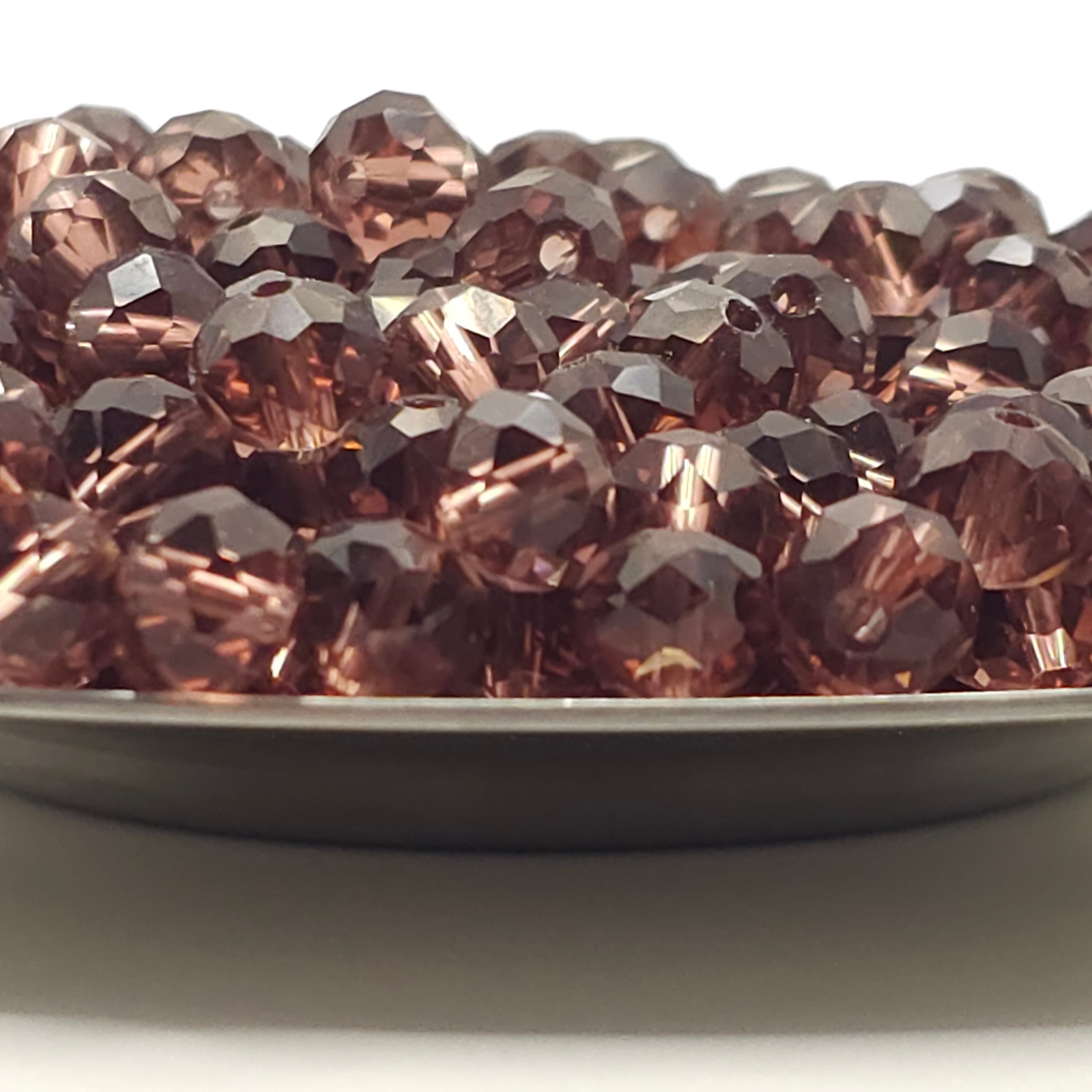 Pale Violet Faceted Crystal Glass Rondelle Beads