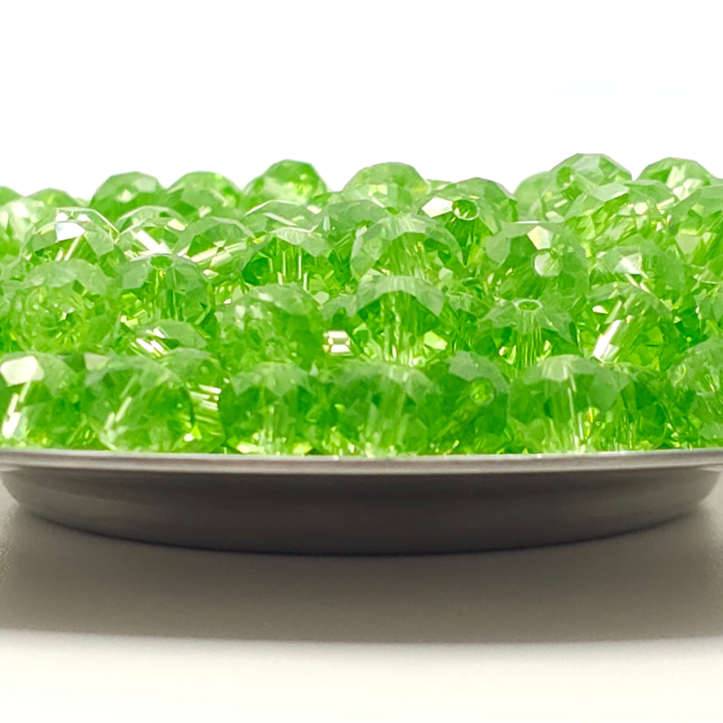 Pale Green Faceted Crystal Glass Rondelle Beads