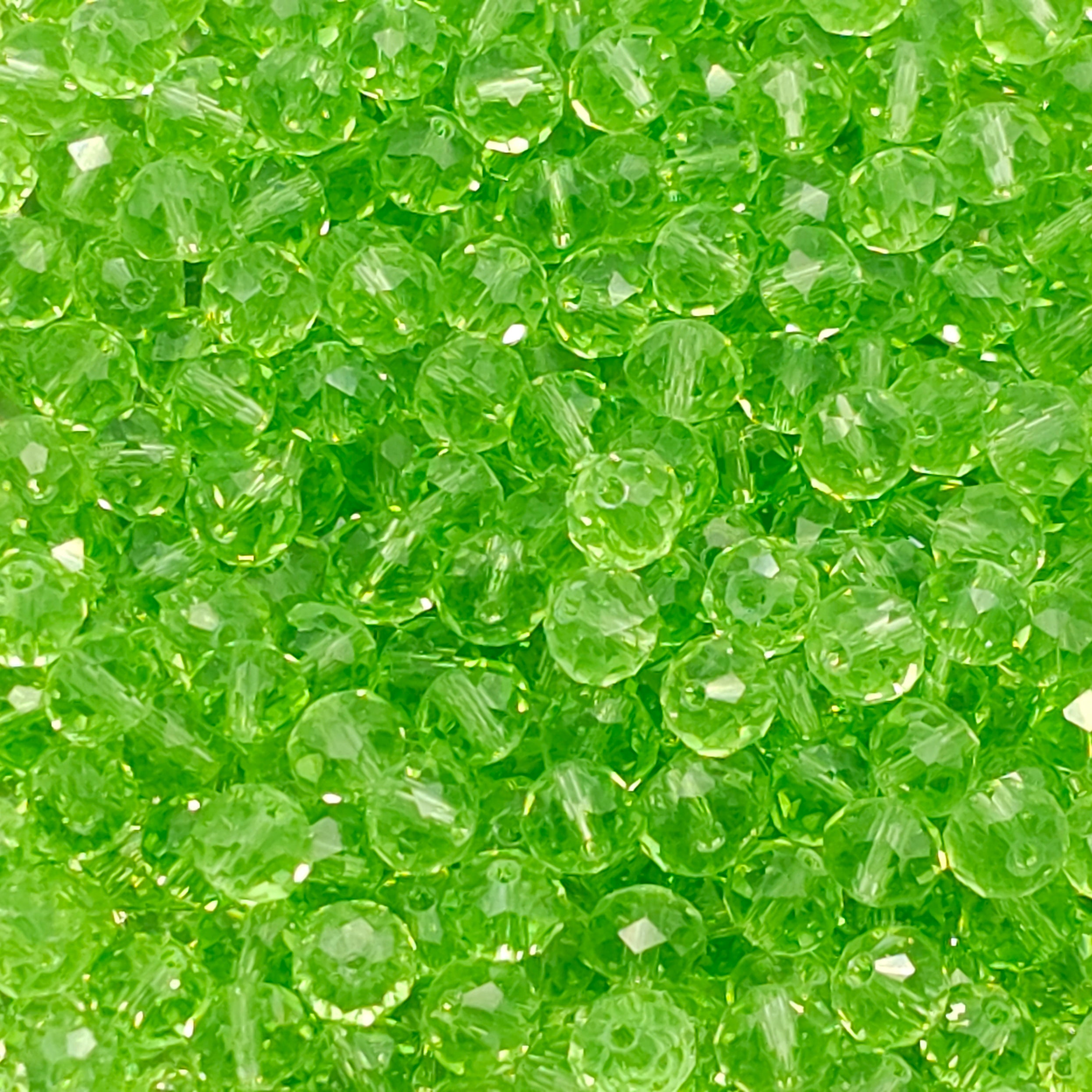 Pale Green Faceted Crystal Glass Rondelle Beads