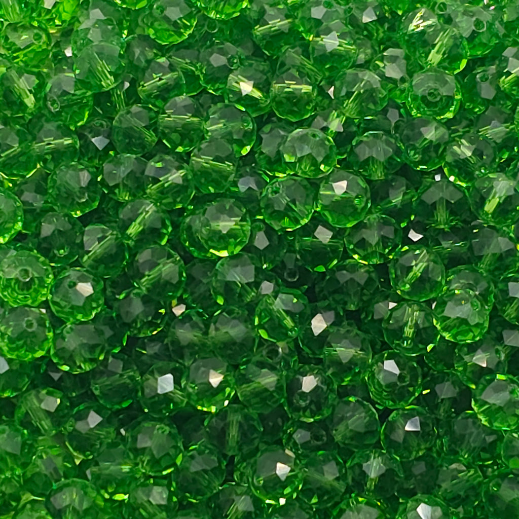 Lime Faceted Crystal Glass Rondelle Beads