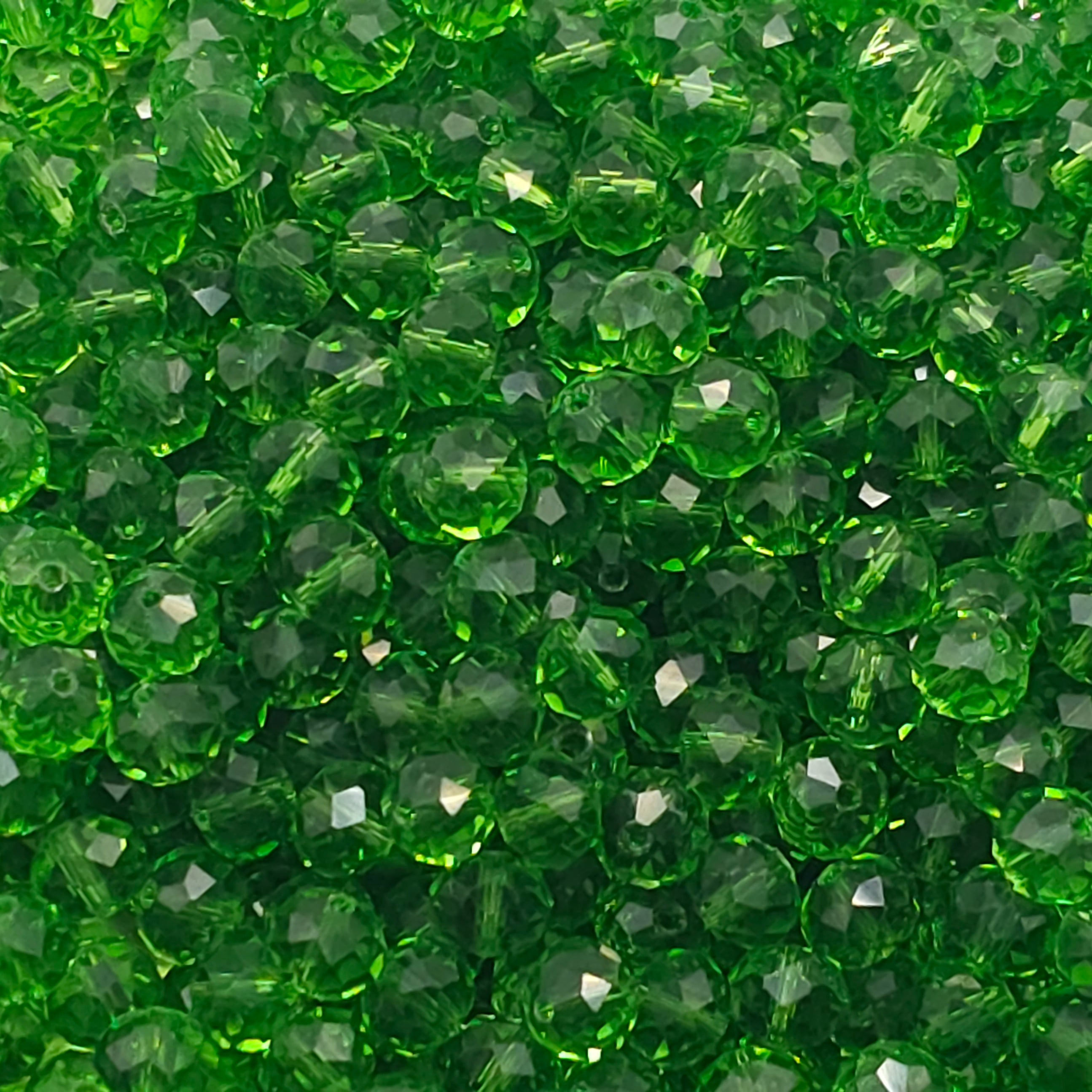 Lime Faceted Crystal Glass Rondelle Beads
