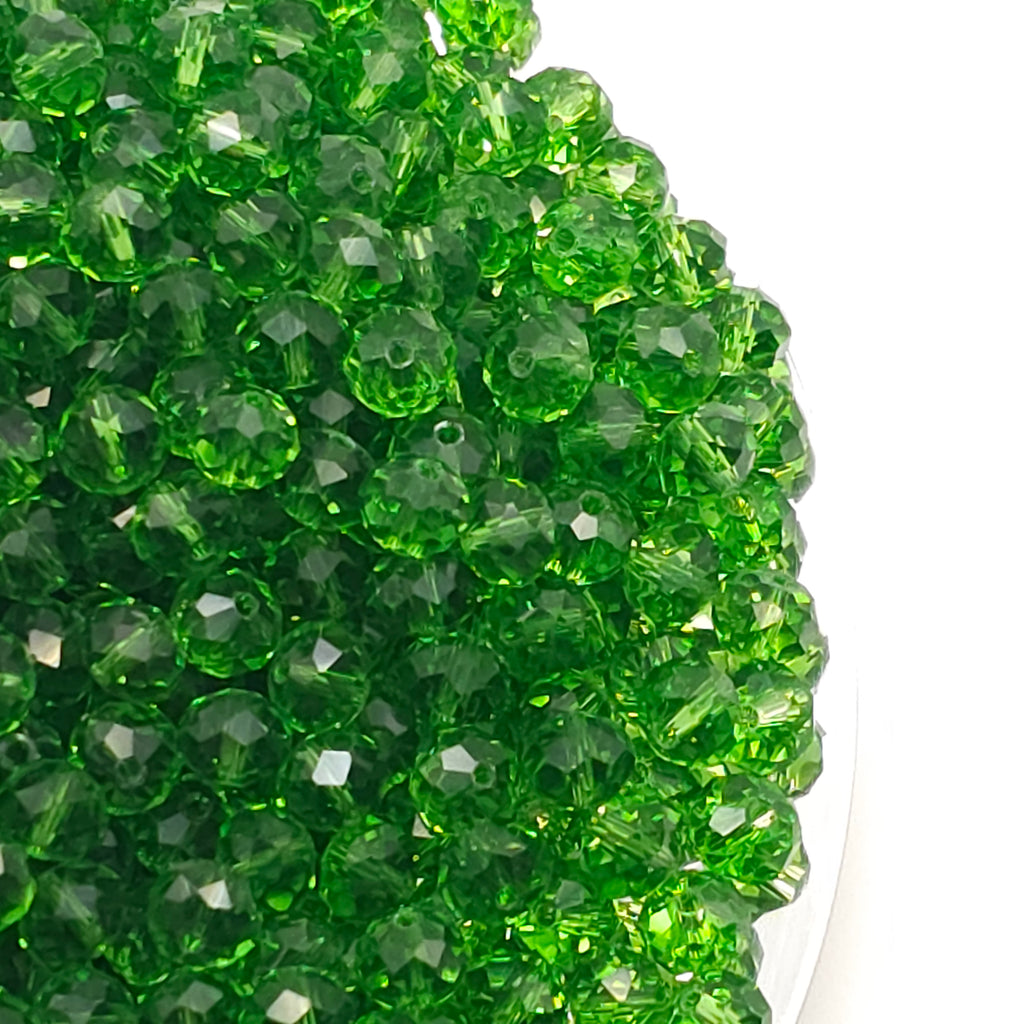 Lime Faceted Crystal Glass Rondelle Beads