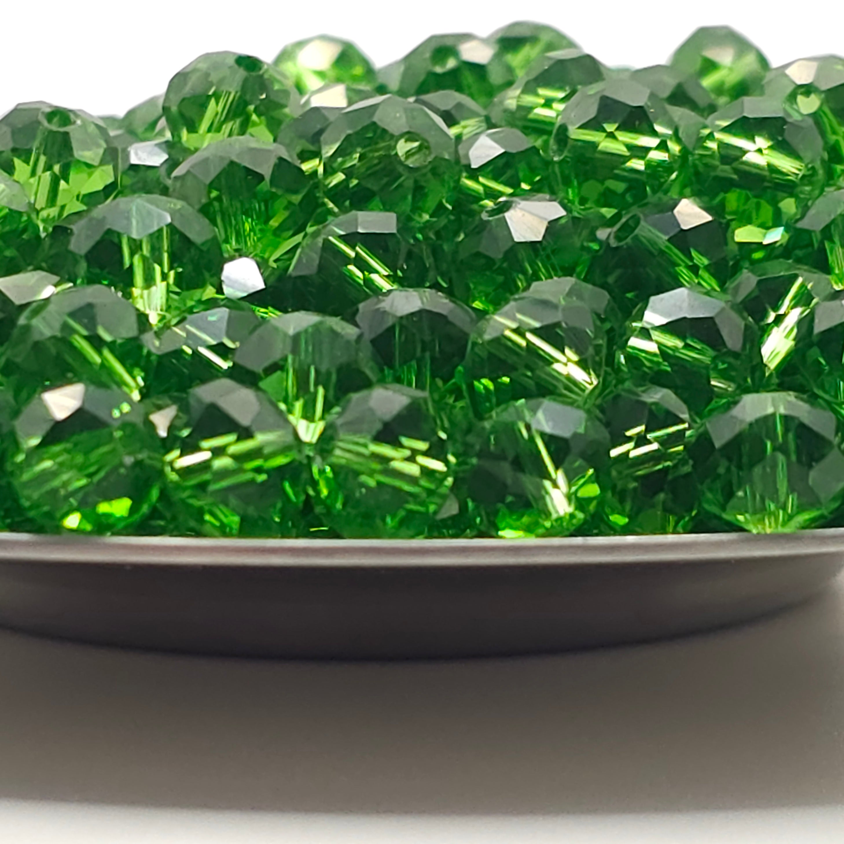 Lime Faceted Crystal Glass Rondelle Beads